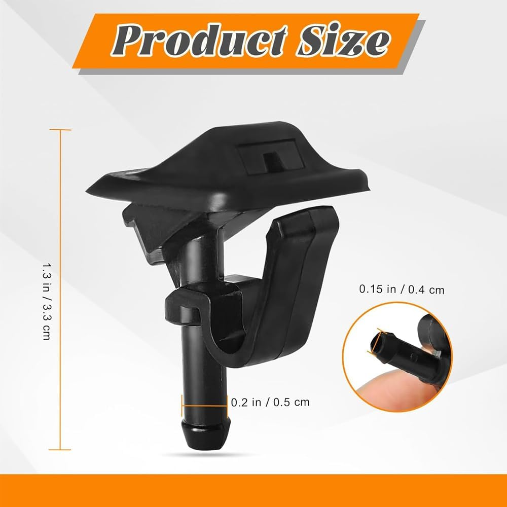 1PC Windshield Sprinkler Wiper Nozzle Replacement Part - Compatible with 2002-2012 Jeep Wrangler 2002-2006 Jeep TJ - Replace 55156728Ab(Black)