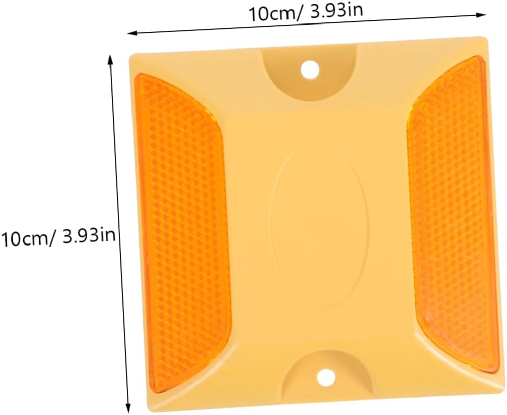 LIFKOME 4Pcs Yellow Double-Sided Reflective Road Studs Plastic Pavement Markers Raised Driveway Reflectors Outdoor Safety Markers High Visibility Entrance Signs image number 3