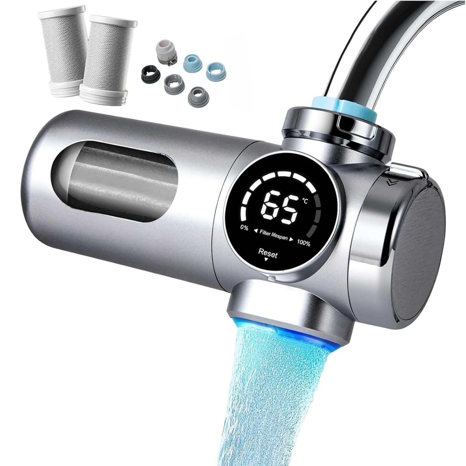 UV Faucet Water Filter, Smart Purifier | Nsf-Certified Lead/Chlorine/Metal Removal | Real-Time Filter Life Alert | 2 Cartridges & Universal Fit image number 6