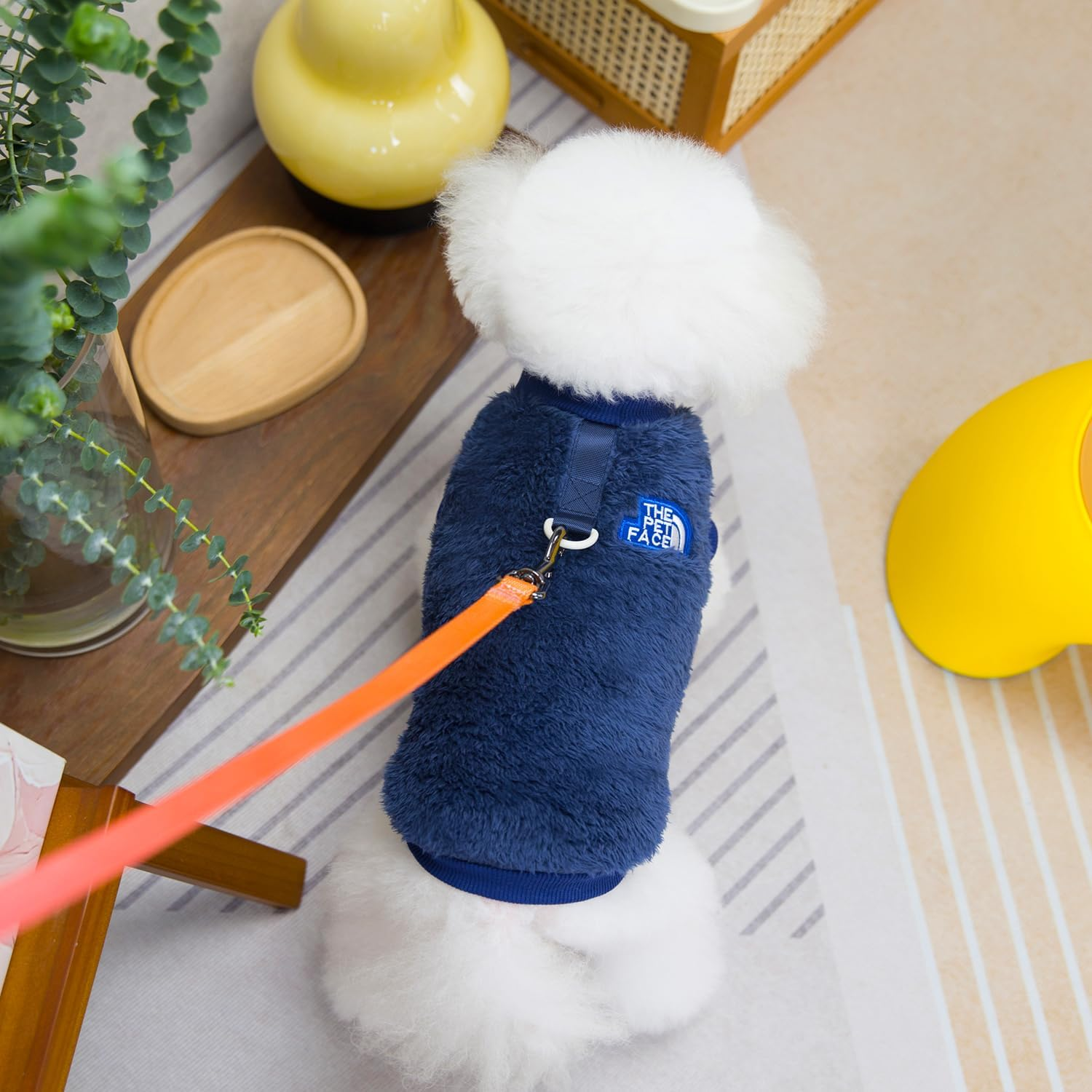 Izefia Dog Sweater Clothes Apparel Fleece Woolen Sweaters Winter Warm Sweat Shirt Soft Pajamas Trendy Pet Face Pattern Vest Sweater for Small Dog Medium Cat Blue S image number 2