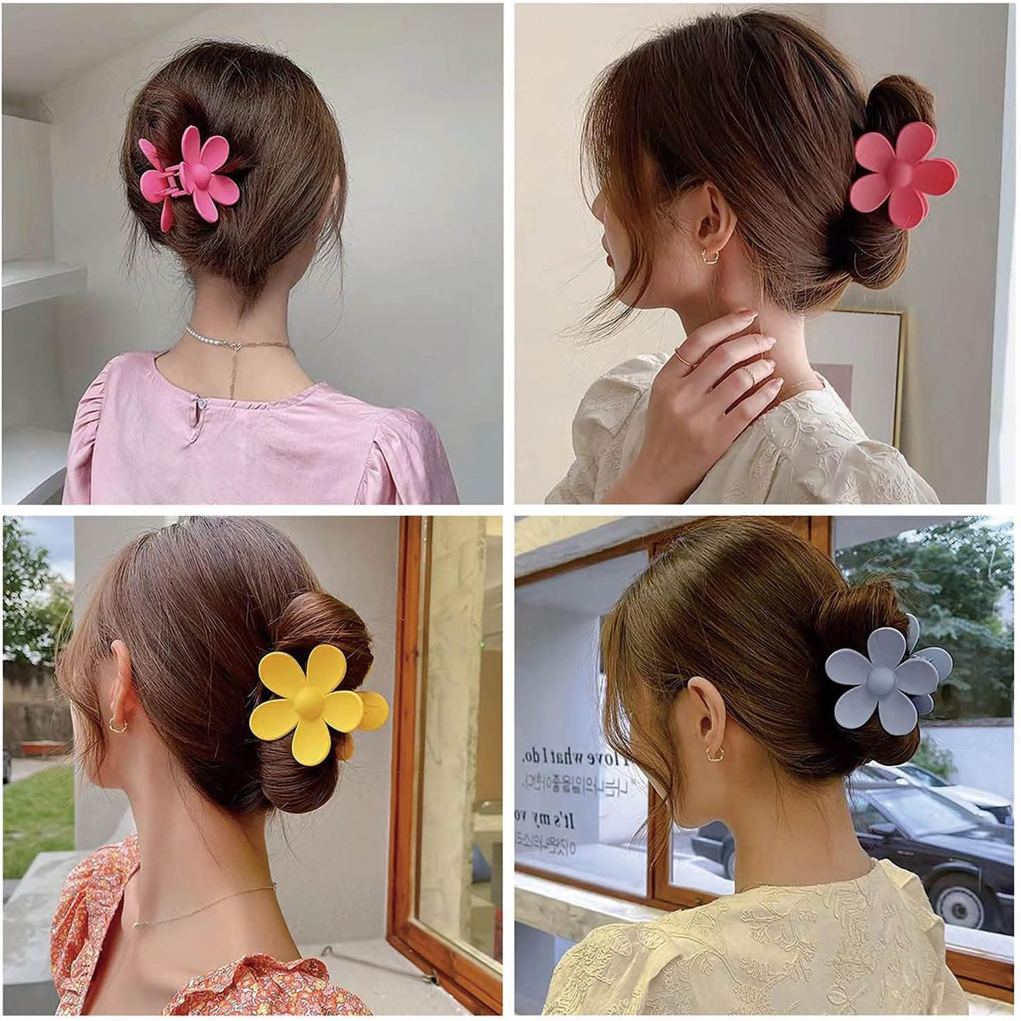 OWIIZI Jumbo Claw Clips for Thick Hair 6PCS Flower Hair Clips Large Strong Hold Cute Matte Claw Clips 6Colors Hair Barrettes for Women Girls image number 4