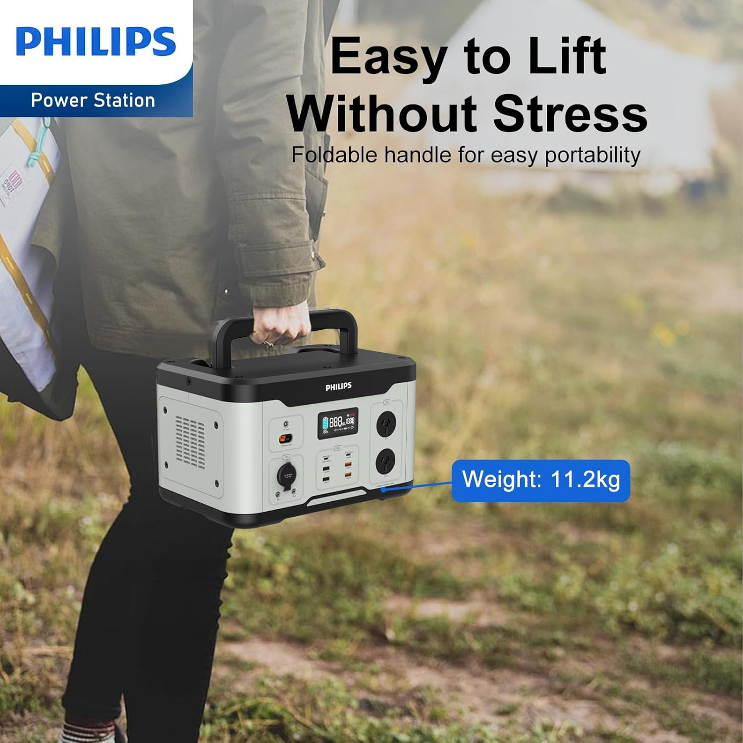 Philips 1000W Portable Mobile Power Supply/Station Outdoor Generator Grey Multiple Charger | Reliable Power Station| Reliable Battery| | Safety Protection| Camping,Fishing, Holiday and Vacation. image number 4
