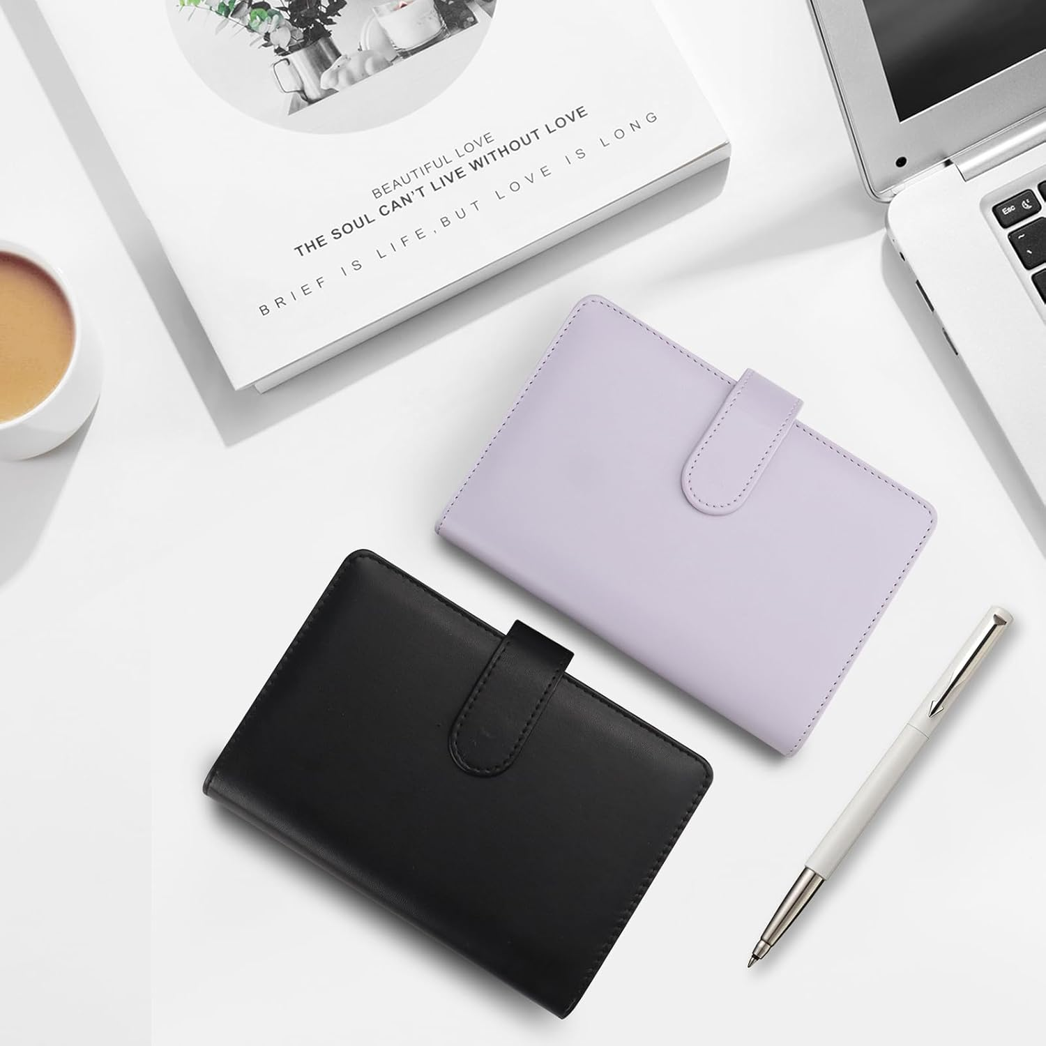 JUNART A6 Budget Binder with Cash Envelopes, Money Saving Binder Budget Wallet with Cash Binder Pocket, Budget Planner, Stickers, Budget Book for Teenager Student Adult(Black)