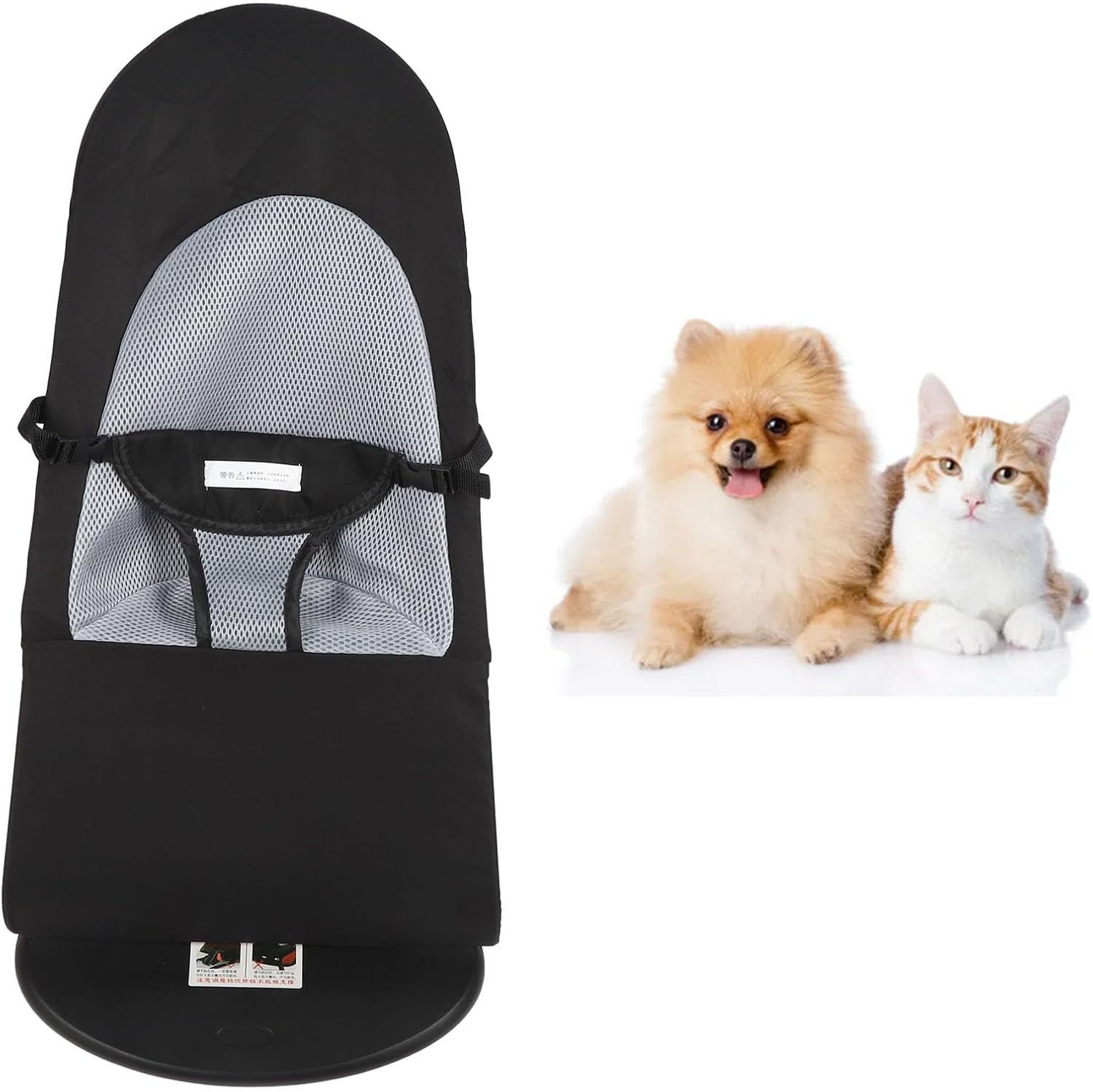 Dog Rocking Chair, Dog Hammock with Breathable Mesh, Height Adjustable and Foldable, High Strength Steel Pet Dog Cat Rocker Bed Chair for Corgi, Teddy, Fighting Bichon (Black image number 2