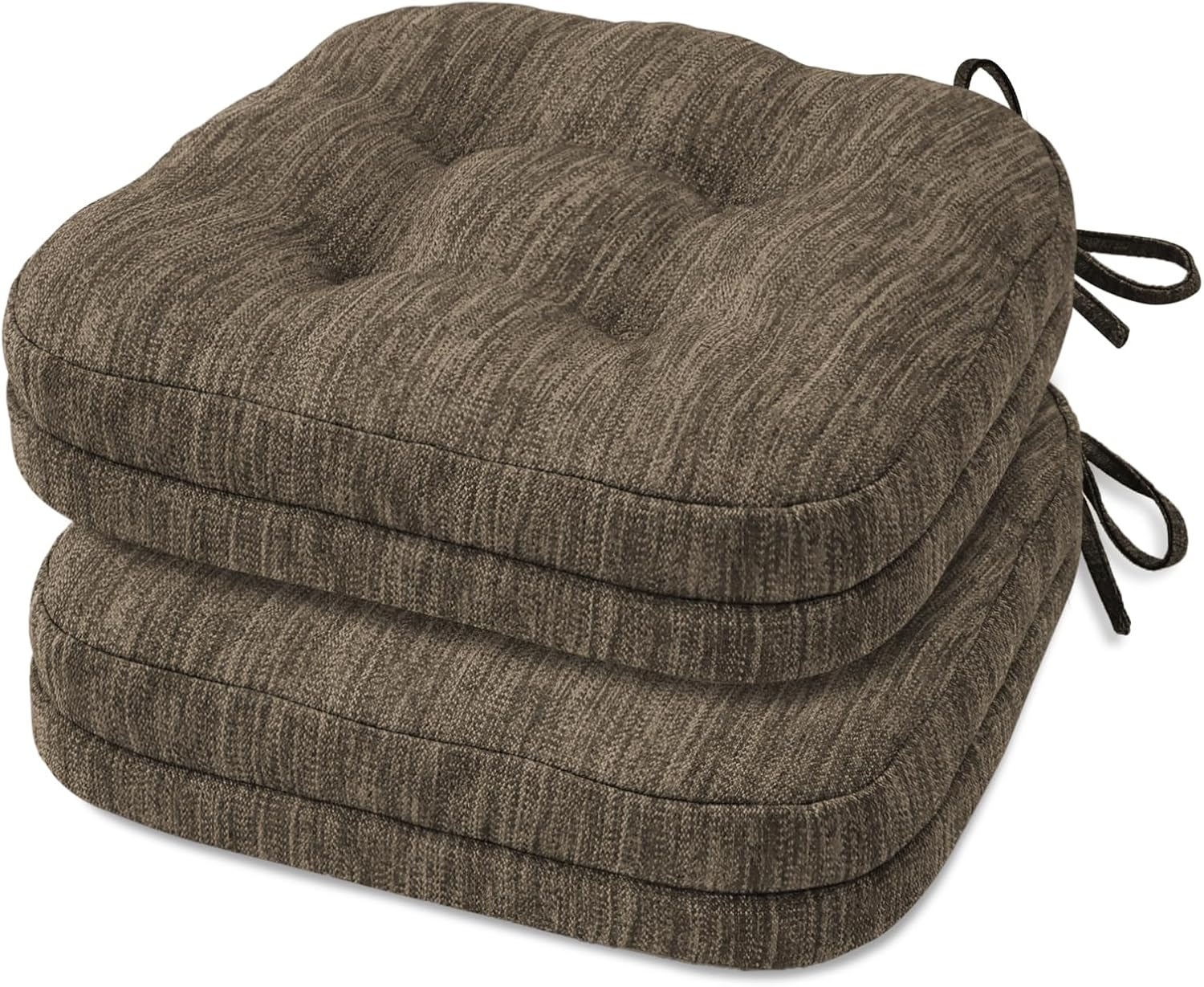 Shinnwa Chair Cushions for Dining Chairs 4 Pack, Tufted Memory Foam Kitchen Seat Cushions, Non-Slip Chair Pads with Ties, 16.5&rdquo; X 16.5&rdquo; X 3.5&rdquo;, Navy Blue, Set of 4