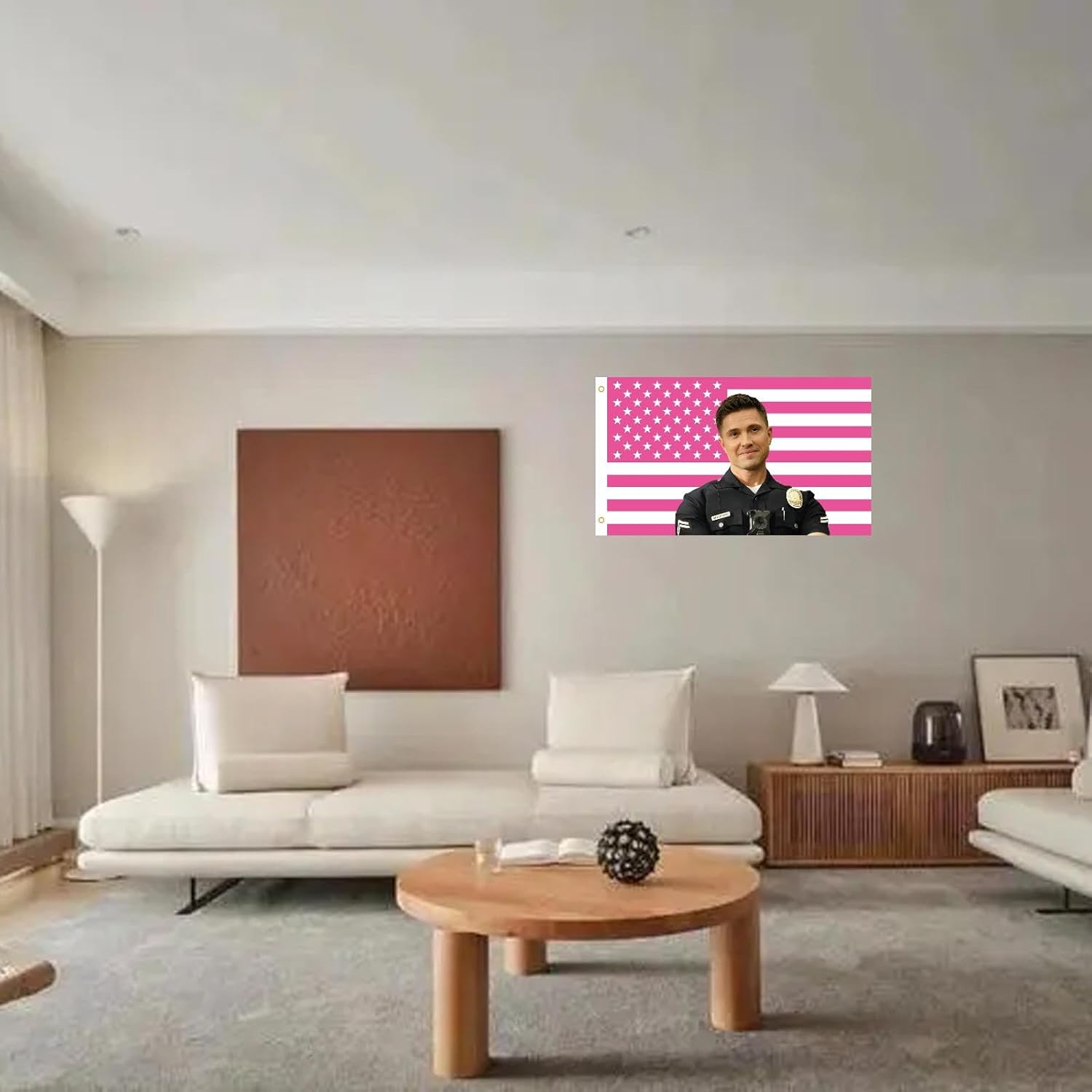 MAGJIUKE Tim Bradford American the Rookie Flag Wall Tapestry,Pink Eric Winter Wall Hanging Decor for Bedroom,3X5 Ft image number 1