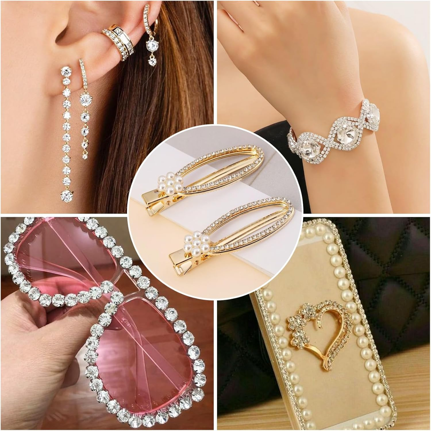 Crafans 50 Pieces Crystal Zirconia Cabochons Clear Faceted Diamond Cabochons Embellishment Loose CZ Rhinestones 5 Sizes Crystal Diamonds Bulk Pack for DIY Nail Decoration Art Earrings, Glass image number 1