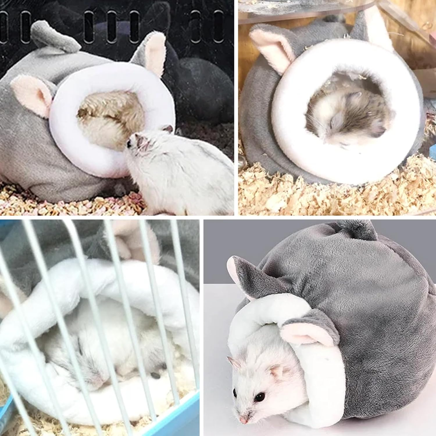 Hamster Bed Warm Hamster Hammock Comfortable Guinea Pig Bed Soft Plush Guinea Pig Hideout with Removable Cotton Pad Hangable Small Animal Cave for Small Pet image number 5
