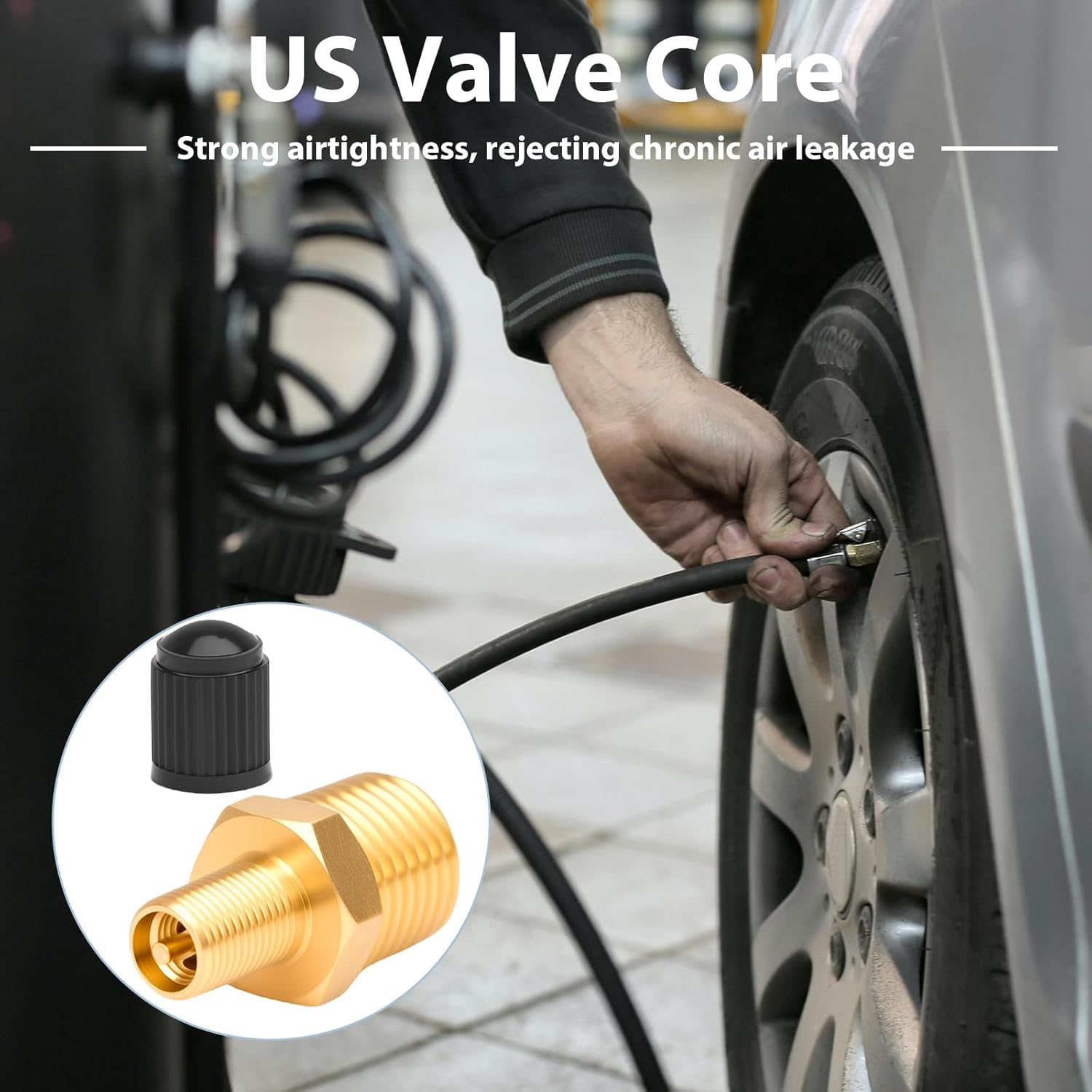 2 Sets Standard Brass Tire Air Inflator Adapter 1/4 NPT (M) for Schrader Valve (M) for Presta Air Chuck Compressor Hose Auto Tyre image number 5