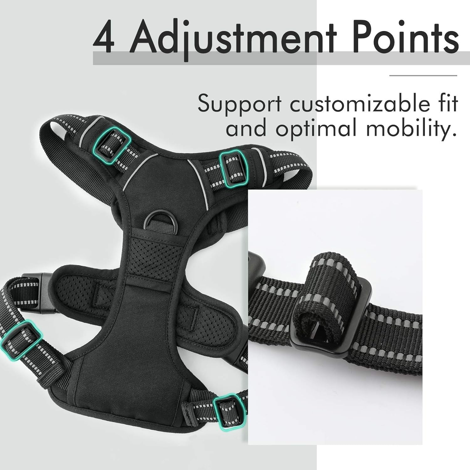 Rabbitgoo Dog Harness No-Pull Pet Harness Adjustable Outdoor Pet Vest 3M Reflective Oxford Material Vest for Dogs Easy Control for Small Medium Large Dogs, Black, L image number 3