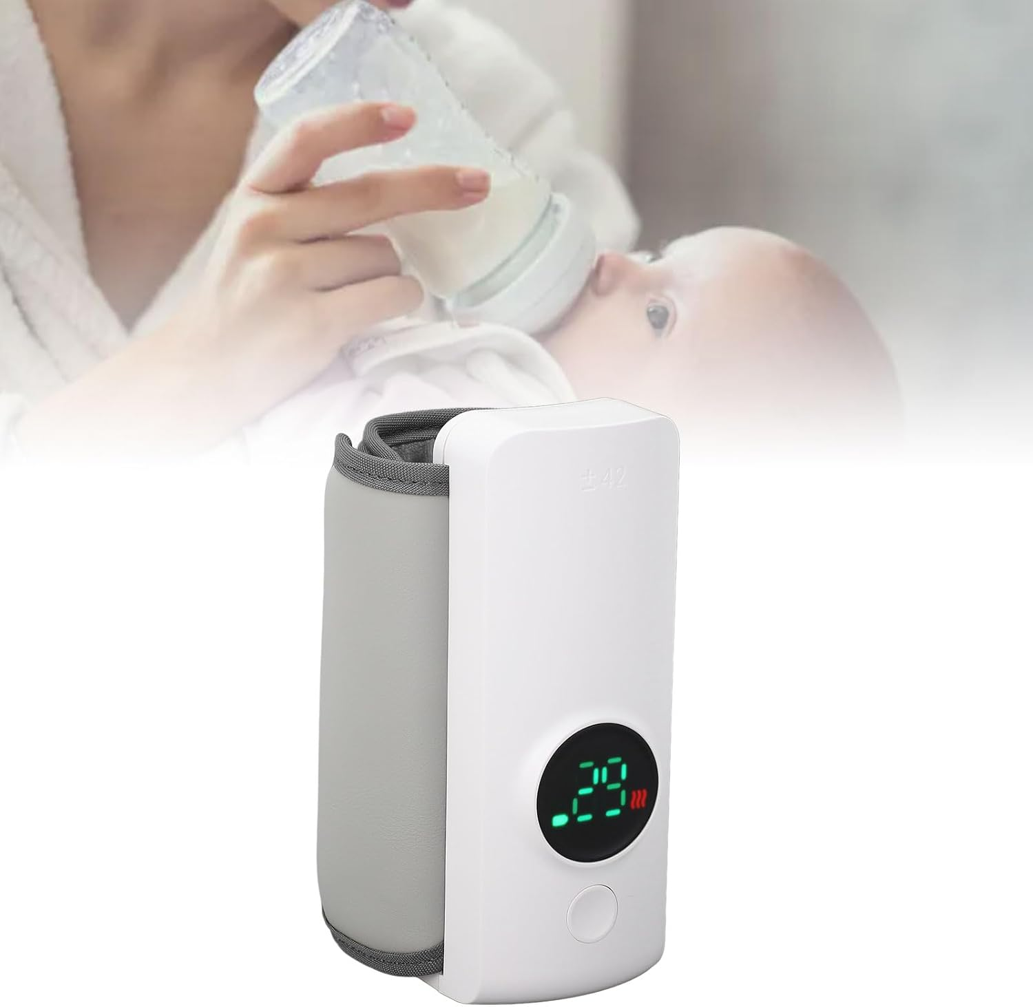 Portable Bottle Warmer for Travel, Rechargeable Baby Bottle Warmer Wireless Portable Infant Milk Warmer, 6000Mah Battery Powered, Temperature Digital Display image number 3