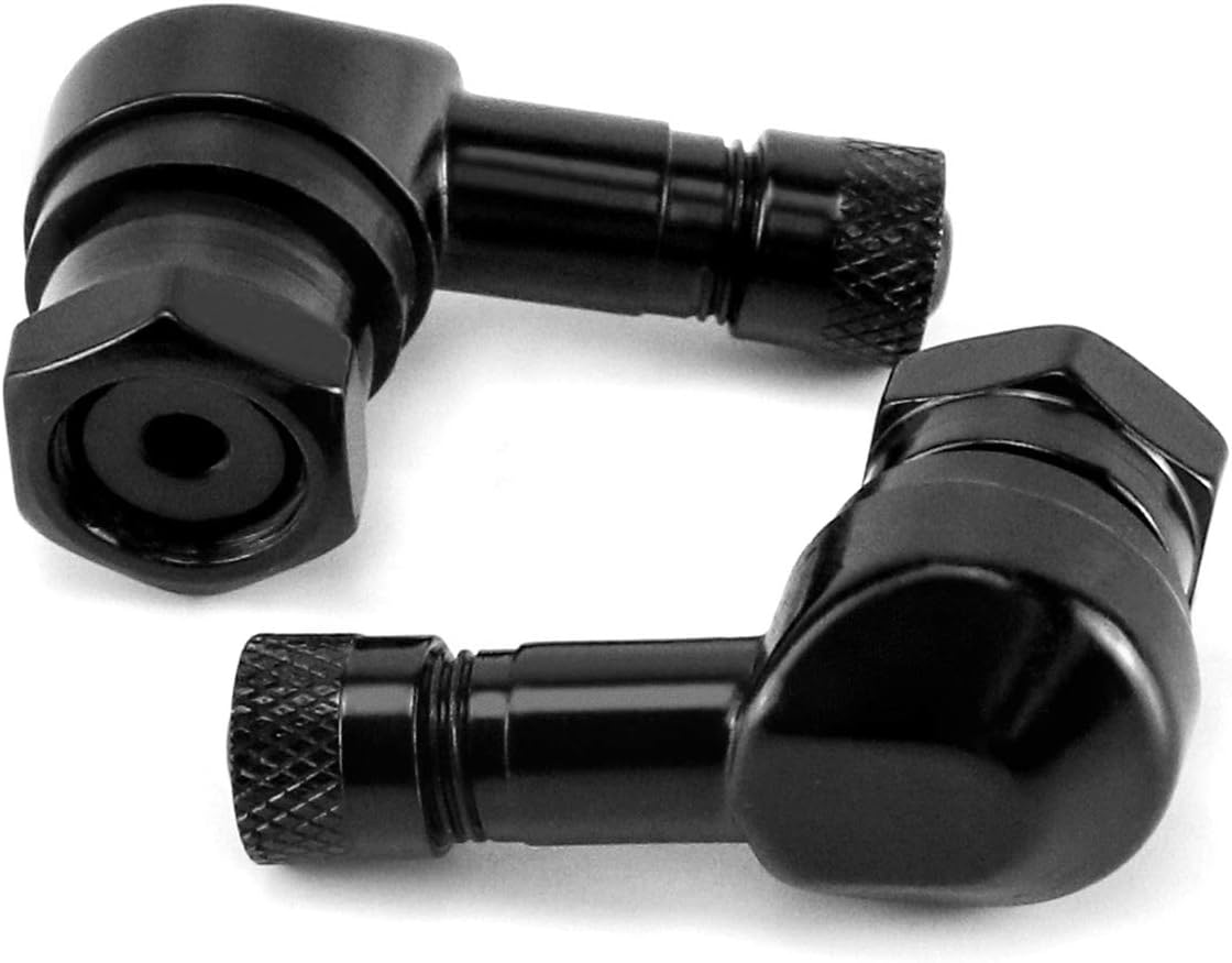 QWORK CNC Motorcycle Tire Valve Stems, 2 Pack 90 Degrees and Alloy Aluminum Valve Air Stems, Diameter 10-11.3Mm, Blue
