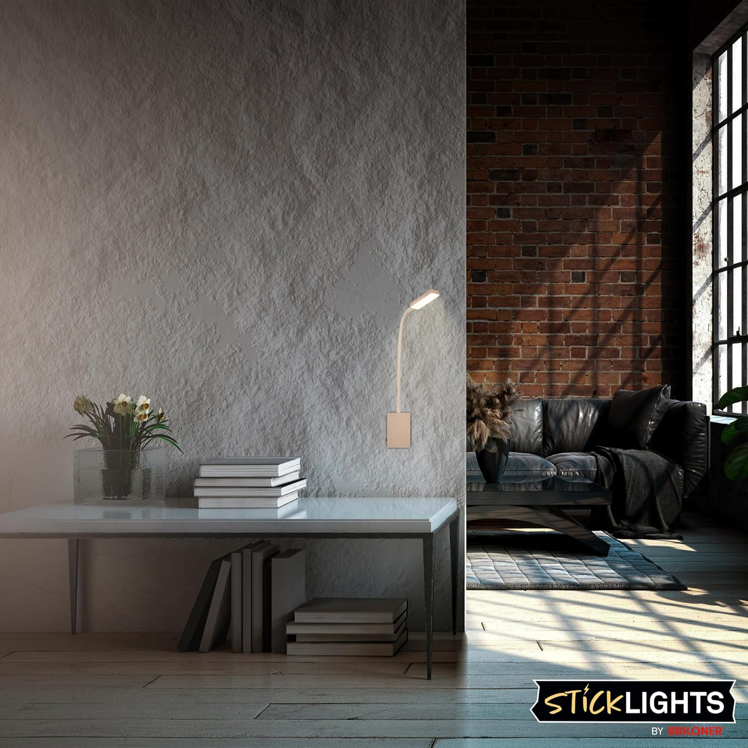 BRILONER - LED Reading Lamp without Power Connection and No Drilling with Battery, Touch, Dimmable, Warm White Light, Wall Light, Wall Lamp for Gluing, Bed Lamp, Reading Light, Bedside Lamp, 7.5 X 3 X image number 4