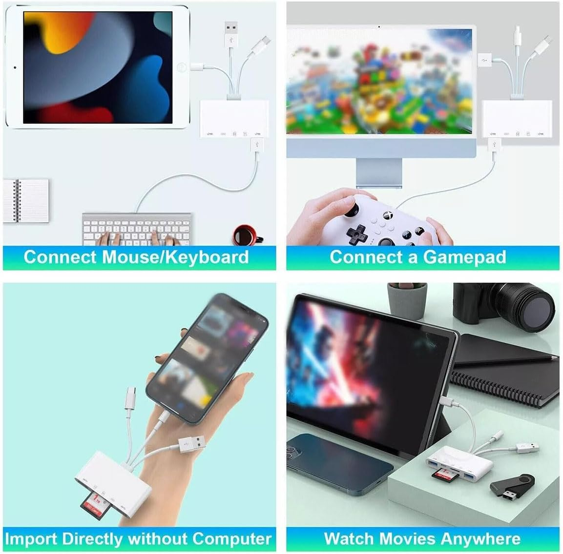 AIMALL 5-In-1 USB C SD Card Reader Adapter, High-Speed USB 3.0 Hub with TF/SD Card Slot, OTG Camera Memory Card Adapter Compatible with Iphone, Ipad, Android, Macbook, Laptop image number 1