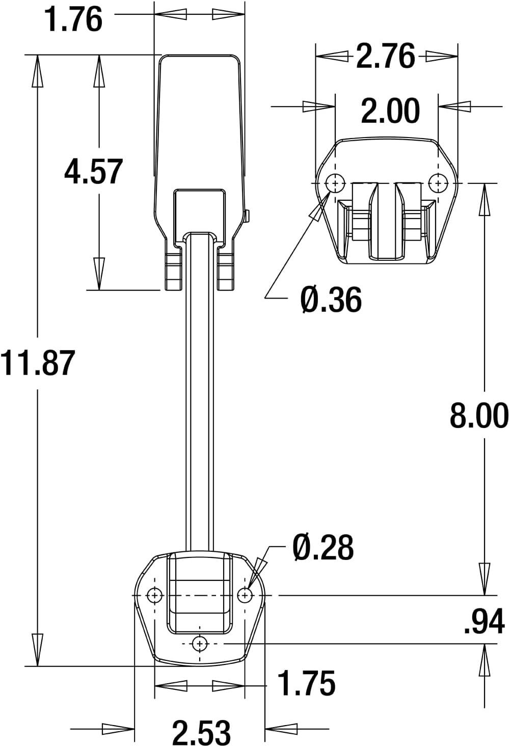 Buyers WJ211 12" Ultra Rubber/Polymer Hood Catch image number 4