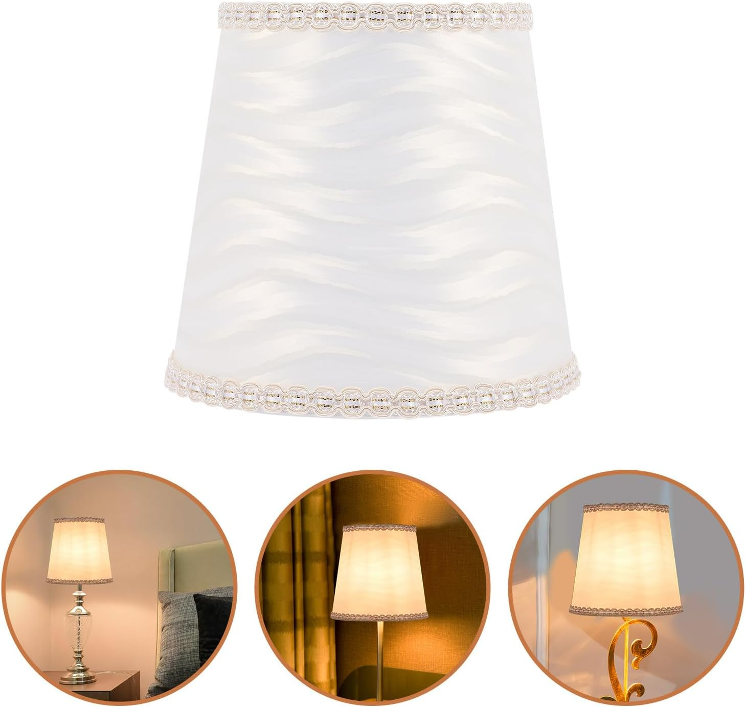 Clip-On Fabric Lamp Shade with Reflective Wave Pattern, Small Hanging Lampshade for Table Lamps and Light, Lighting Accessory for Home Use image number 1