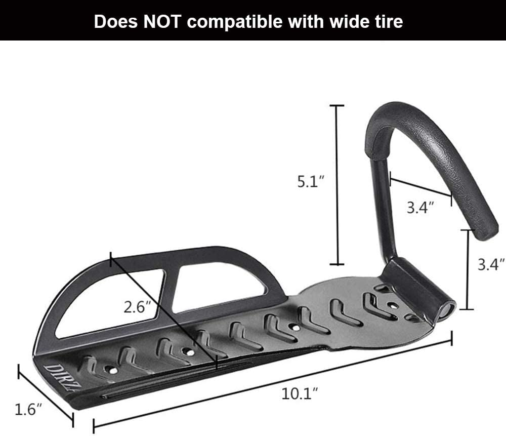 DIRZA Bike Rack Garage Wall Mount Bike Hanger Bike Hooks Bike Storage Bicycle Vertical System for Garage Indoor Shed - Easily Hang/Detach - Holds up to 65 Lb with Screws Black image number 1