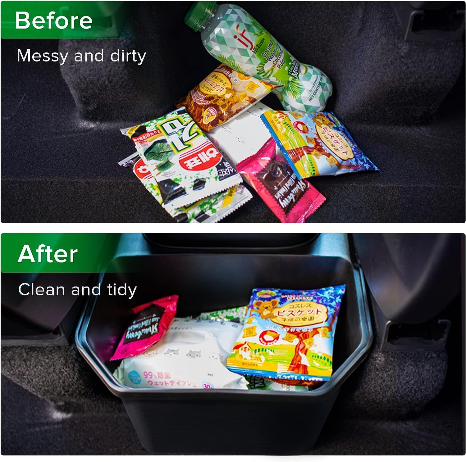 Compatible with Model Y Organizer Backseat Storage Box Trash Can, Rear Center Console Organizer Second Row Container, Interior Car Accessories for Model Y 2020-2023 (Black) image number 4