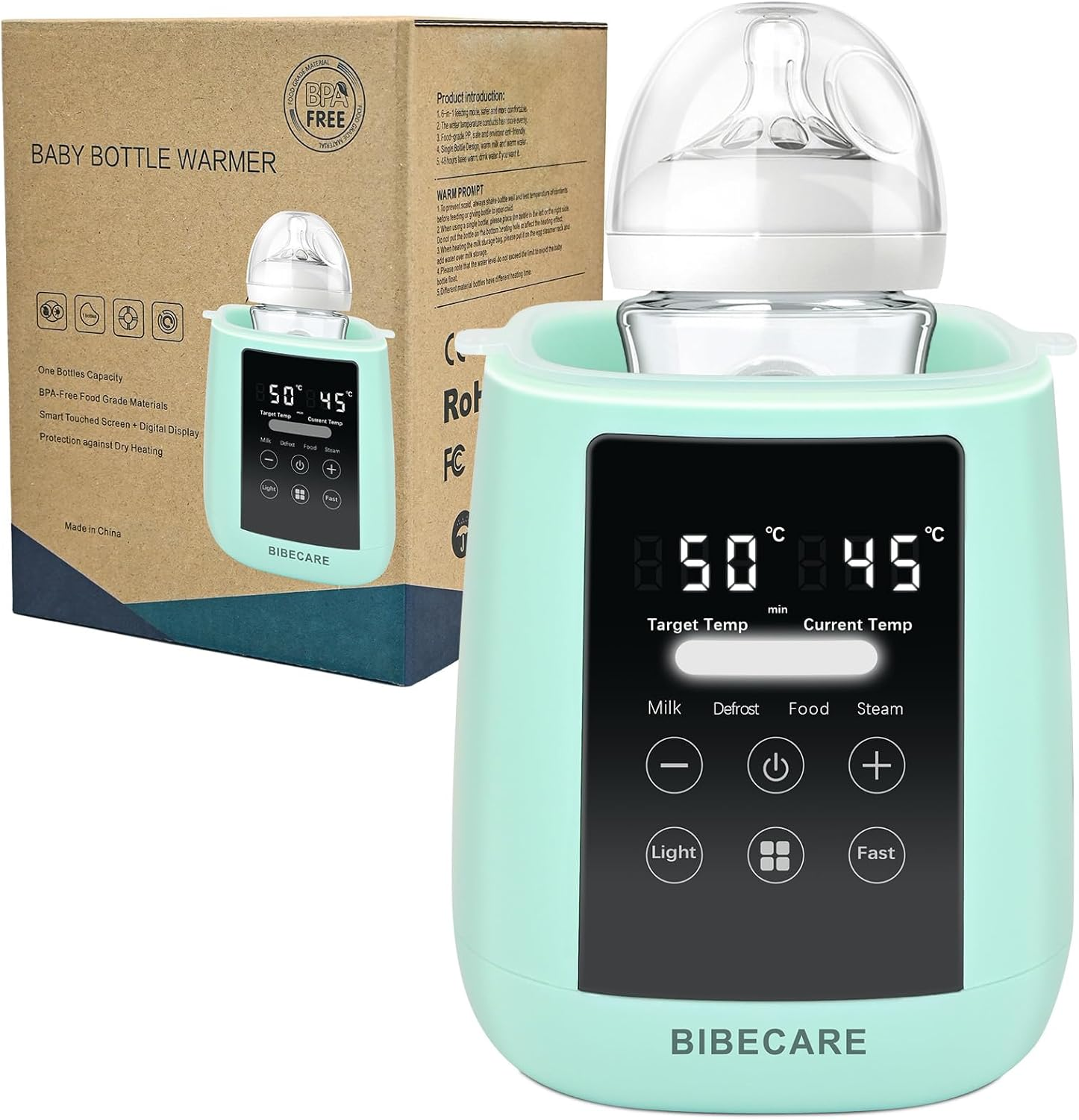 Bottle Warmer, Baby Fast Bottle Warmer for Breastmilk & Formula with Temp Display, Accurate Temperature Control, 9 in 1 Auto Shut-Off, Defrost, Keep 48H Warm & Night Light Heat Baby Food Jars