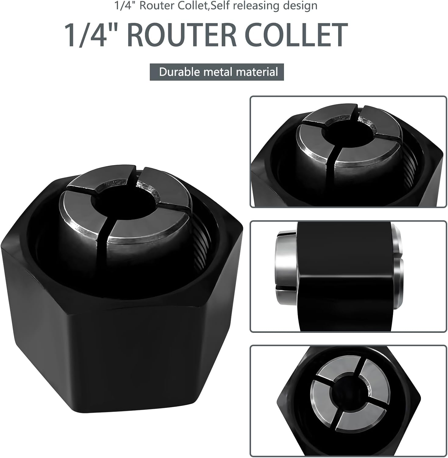 1/2" and 1/4" Router Collet for Dewalt DW621 DW616 DW618 Dw622 Dw626 Router, for Bosch 1617, 1617EVS, 1618, 1618EVS, 1613, 1613EVS, 1613AEVS Router Part No. 326286-03, 326286-04, 2610906283,2610906284 image number 1