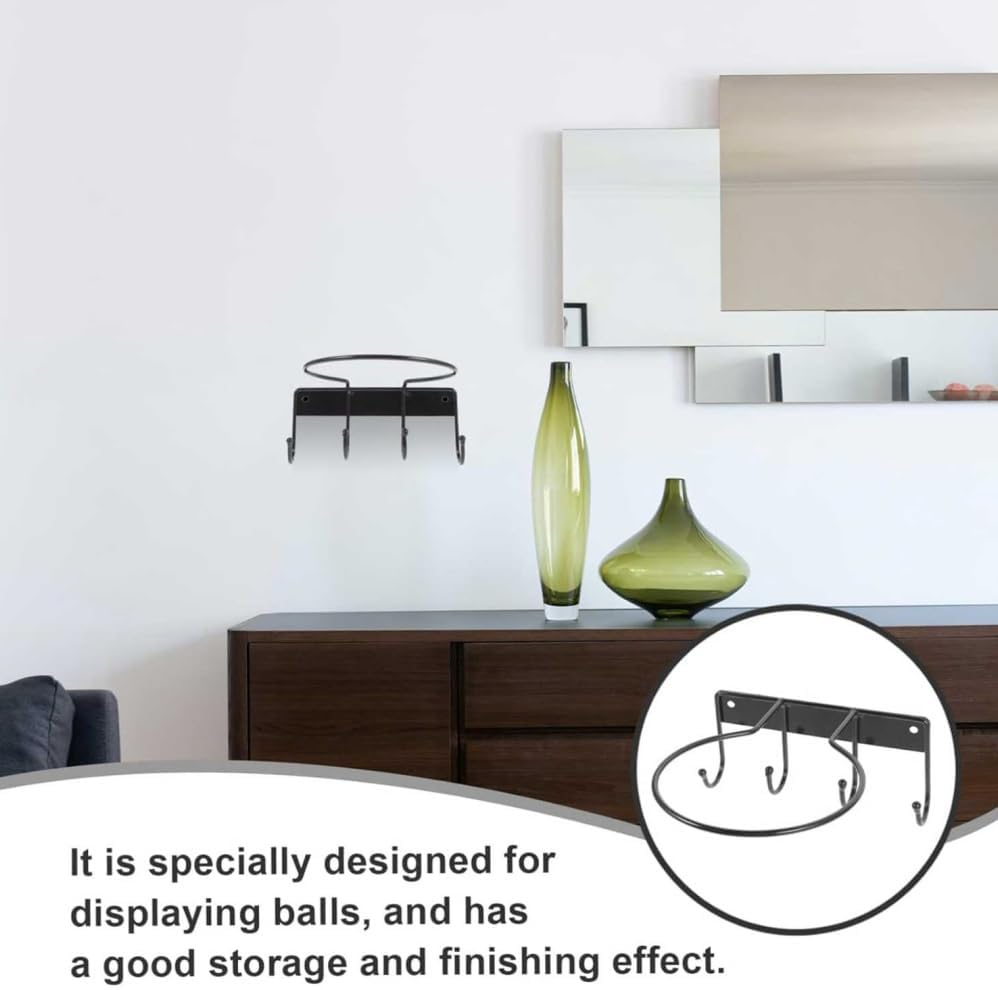 2 PCS Basketball Storage Rack,Wall Mount Ball Stand with Hooks,Basketball Storage Rack Creative Single Layer Basketball Display Rack,Room Decoration Spheres Display Shelving Sports Equipment Organizer