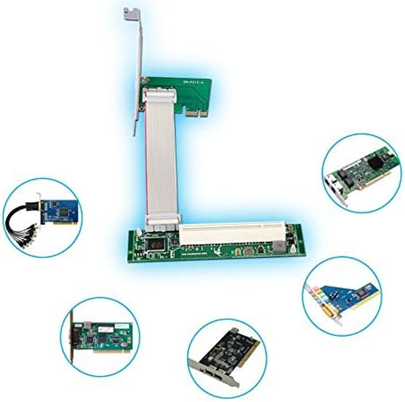 Sintech PCI-E Express 1X to PCI 32Bits Adapter with Flex Cable White with White Molex Power