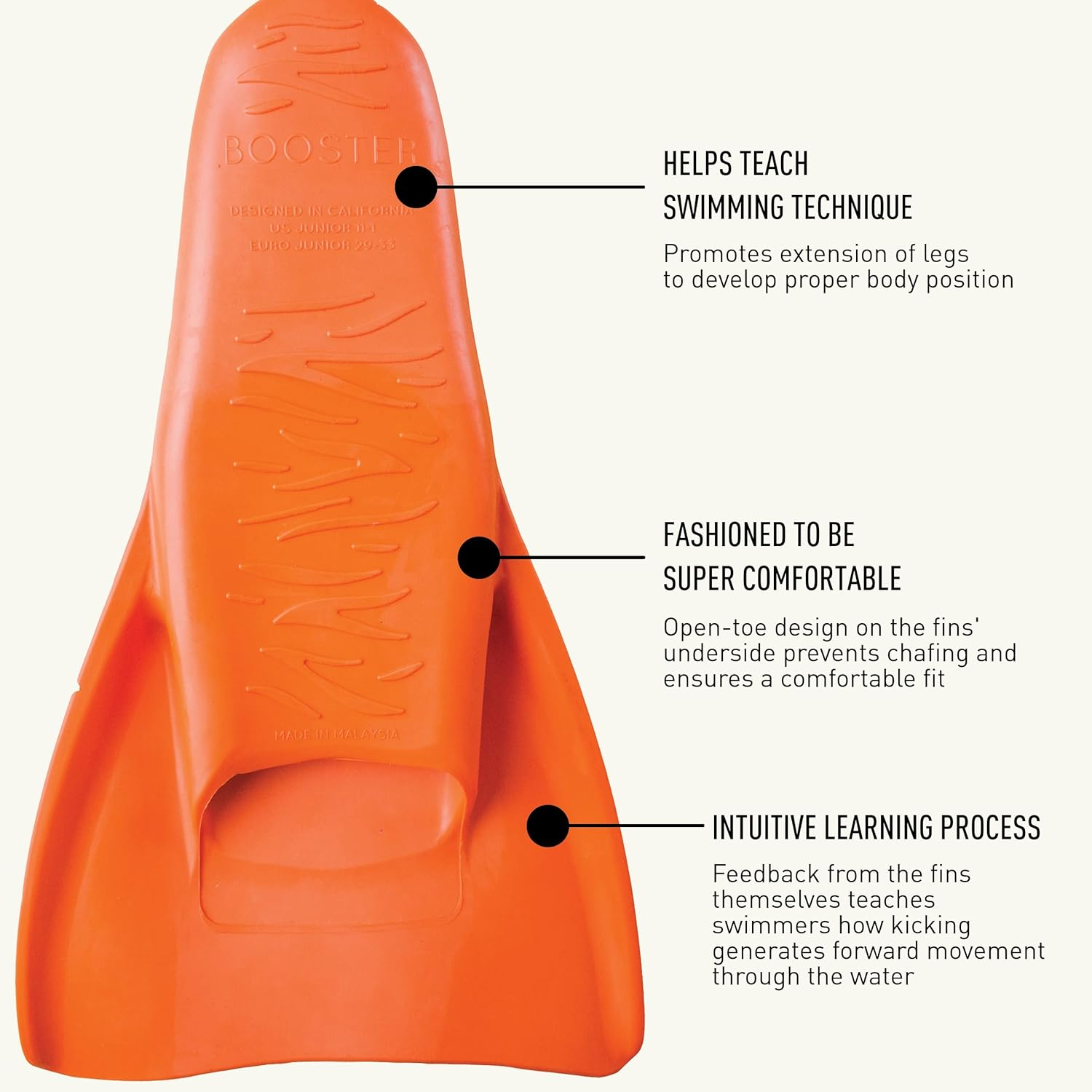 FINIS Booster Swim Fins for Kids - Floating Rubber Fins - Teaches Kick Technique - Open-Toe Design - Comfortable Fit image number 6