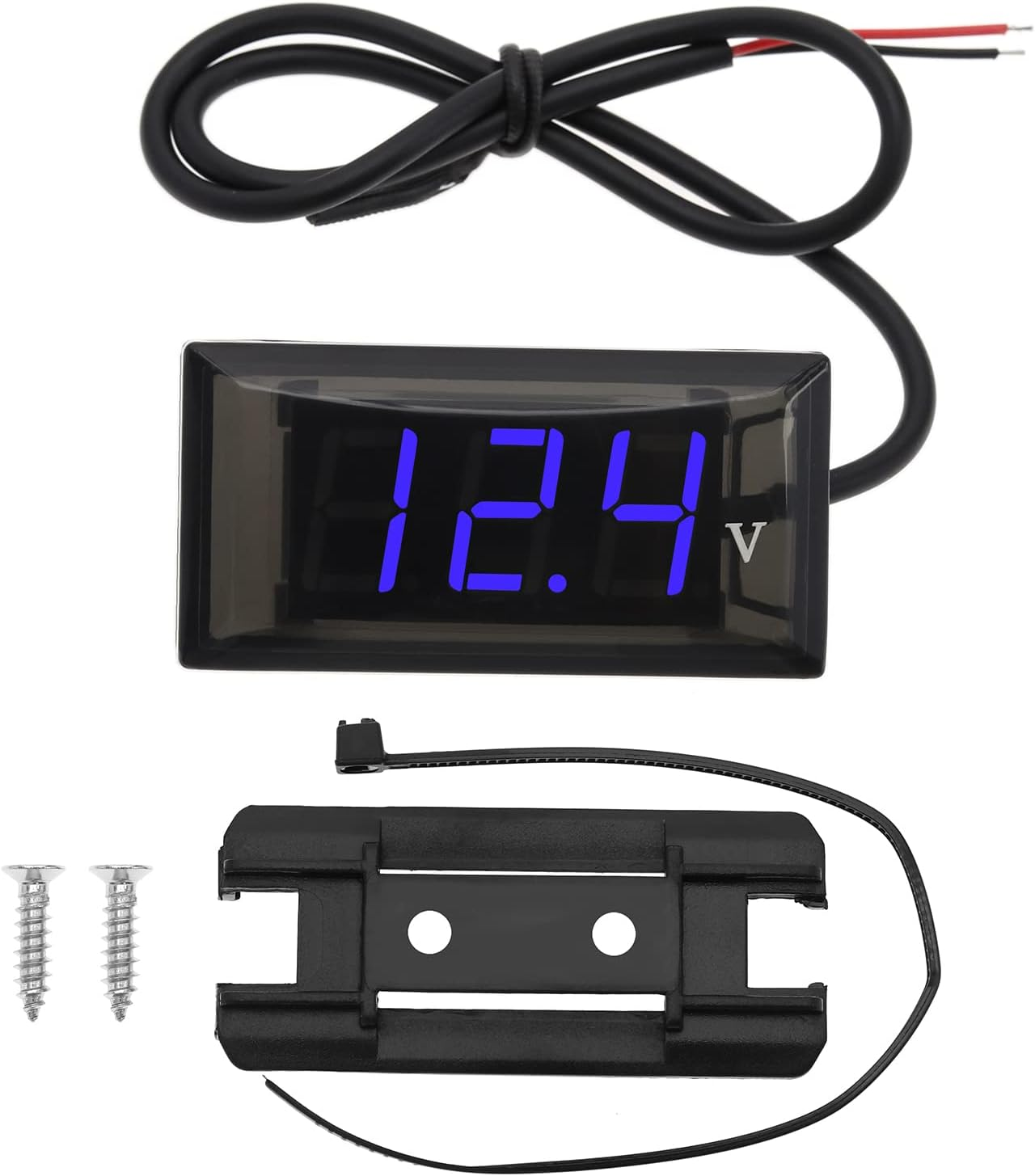 Emsea DC 12V LED Digital Display Modified Voltmeter - Mini Waterproof Accessory for Automobile, Motorcycle, Bicycle - Blue image number 4