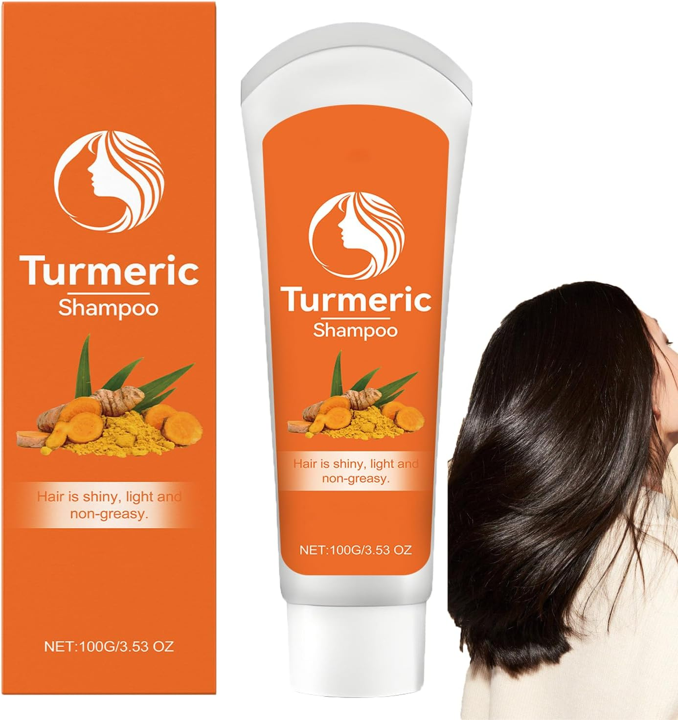 Turmeric Shampoo, Deeply Cleansing for Oil Hair, anti Loss and Frizzing, Relieves Dandruff, Nourishing & Strengthening for Thinning, Damaged and Dry Hair, Thickening Volumizing Shampoo (2Pcs)