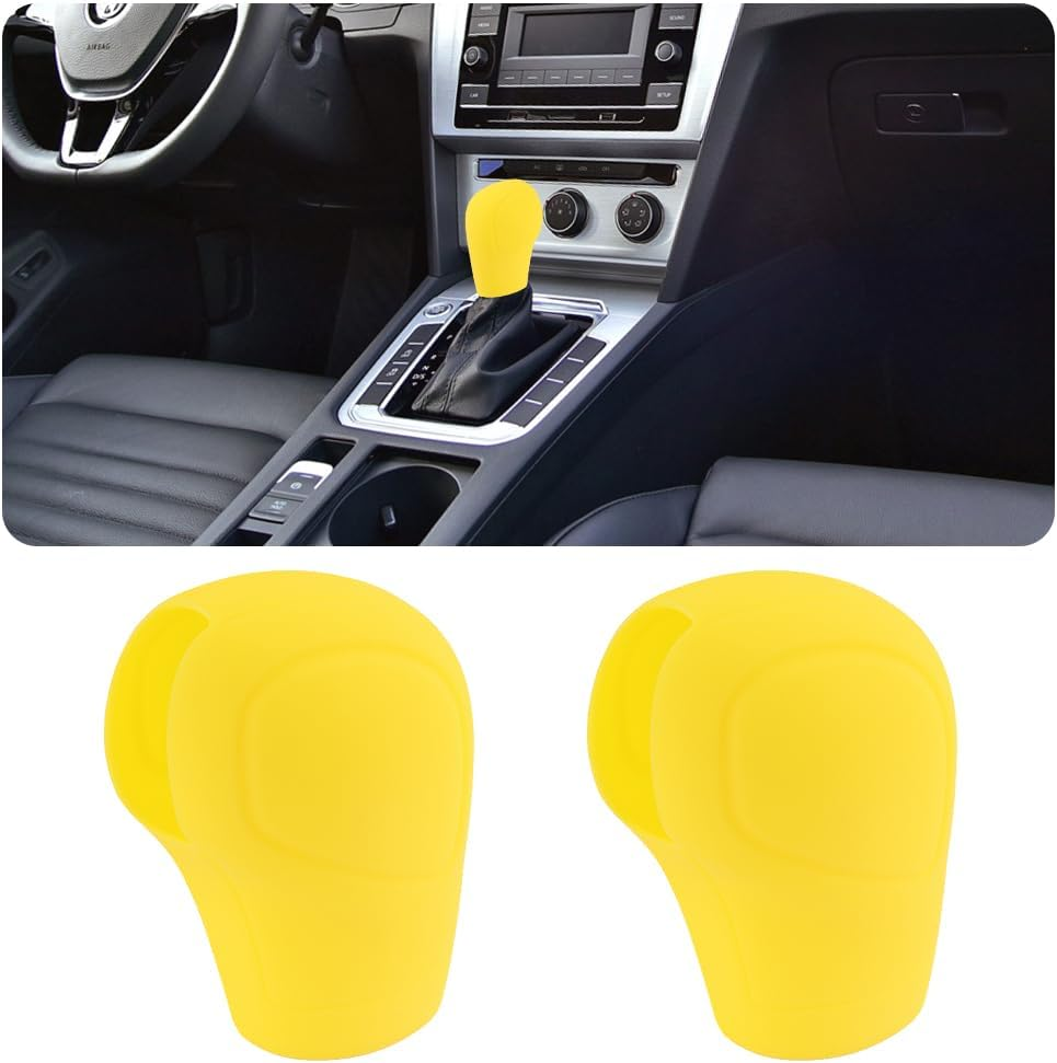2PCS Car Gear Shift Cover - Silicone Auto Gear Shift Knob Cover - Preventing Automatic Shifter Knobs Aging - Universal Car Interior Decor Accessories for Women or Man (Black)