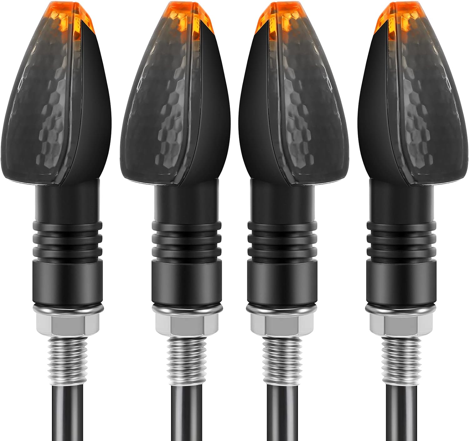 4 Pieces Motorcycle LED Turn Signals Motorcycle Signal Lights Indicators Flowing Turn Blinkers Front Rear Lights 14 LED 12V Motorbike Indicator Amber Lamp Mini Stalk Arrow