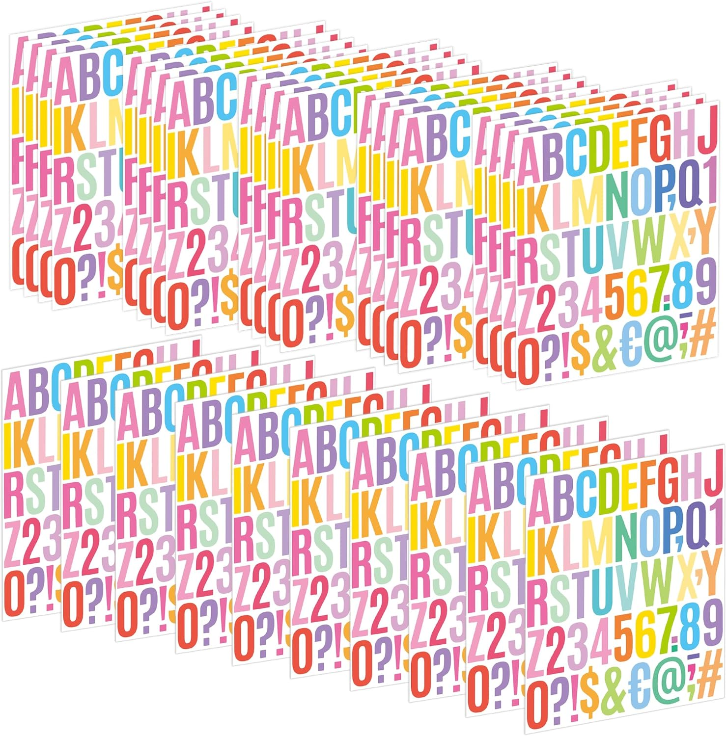 30 Sheets Letter Stickers 1500 Pcs Large Alphabet Sticker 2 Inch Vinyl Self Adhesive Stick on Stickers for Water Bottles Cup Mailbox Number Address Craft Scrapbooking Bulletin Board Decor White