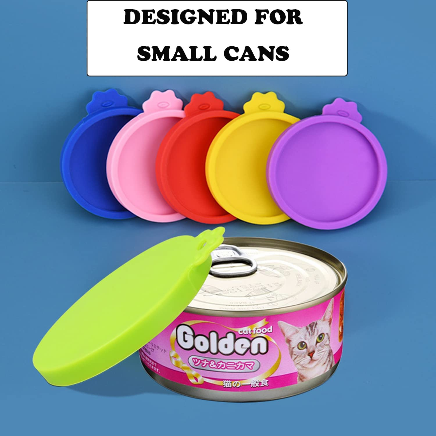 AQSXO 4 Pcs Silicone Small Pet Food Can Lids Covers for 3 Oz & 2.5 Oz Cat Food Cans