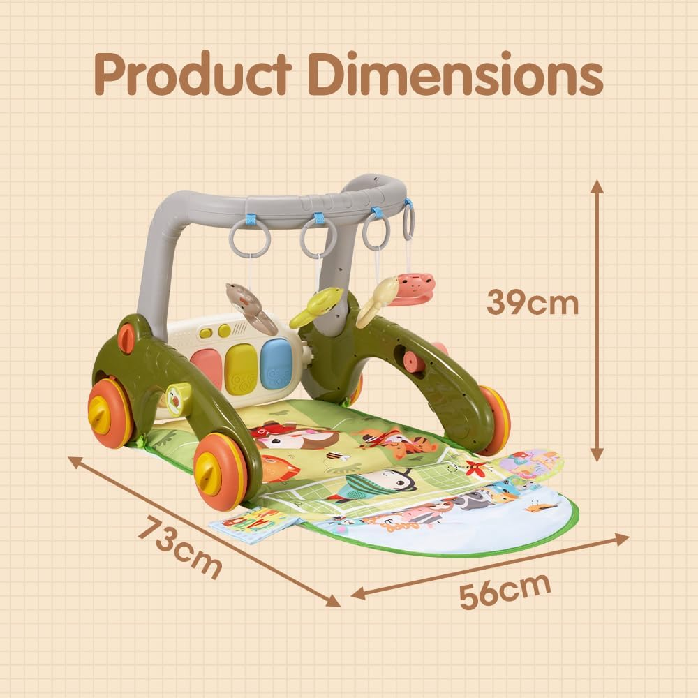 Playpals Baby Play Mat, Kick and Play Piano Gym with Portable Musical Toy, Adorable Animal-Themed Baby Play Gym, Tummy Time Mat Promote Motor Skills & Sensory Development Mat for Newborn Baby, Green - Pink image number 6