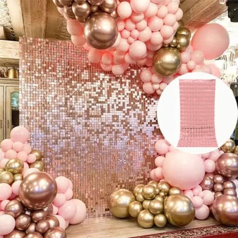 AIMALL Rectangle Tinsel Curtain Shimmer Wall Backdrop 2M Length Party Decoration Sequin，Elegant Rectangle Tinsel Curtain, Perfect for Decorations - Gold image number 6