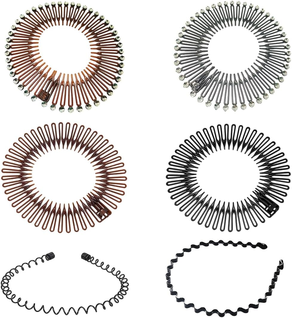 XUKZIMA Set of 6 Stretch Hair Combs, Fully Circular Stretch, Flexible Plastic, Headband Hair Band Holder image number 4