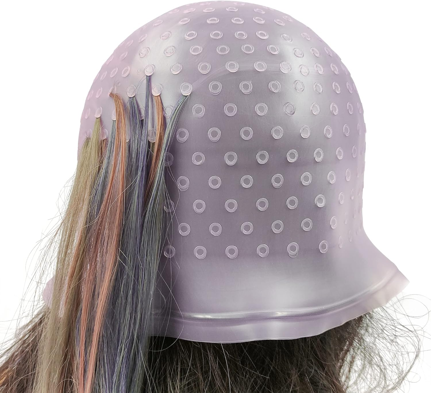 Highlight Cap with Holes Pre-Punched Holes Highlight Cap Highlight Cap Silicone Highlight Cap Long Hair Highlight Cap with Needle Highlight Cap Many Holes Cap for Colour image number 1