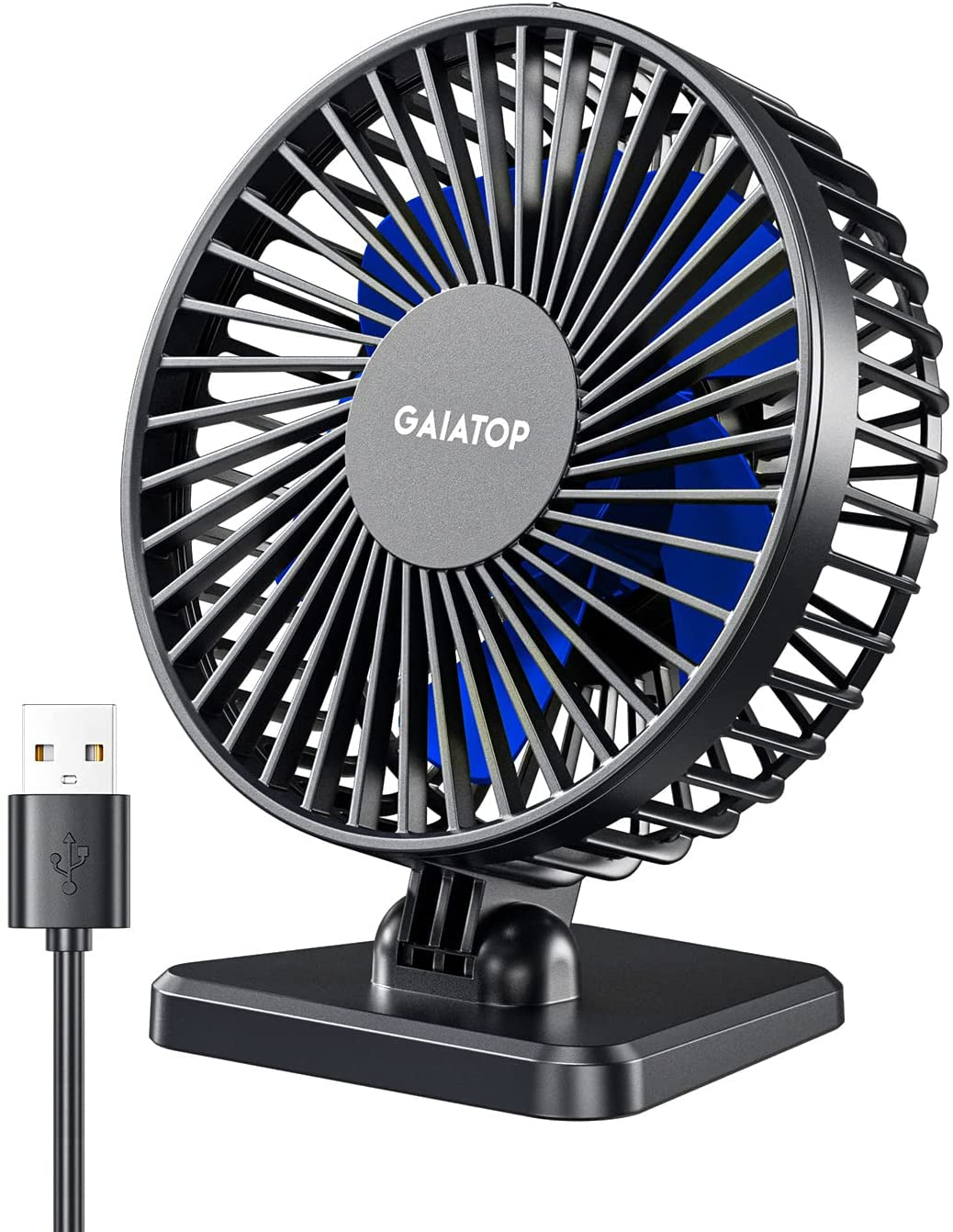 Gaiatop USB Desk Fan, Small but Powerful, Personal Portable Quiet 3 Speeds, Adjustable Mini Table Desktop Fan for Cooling Home Office Car Summer Travel Gifts Black