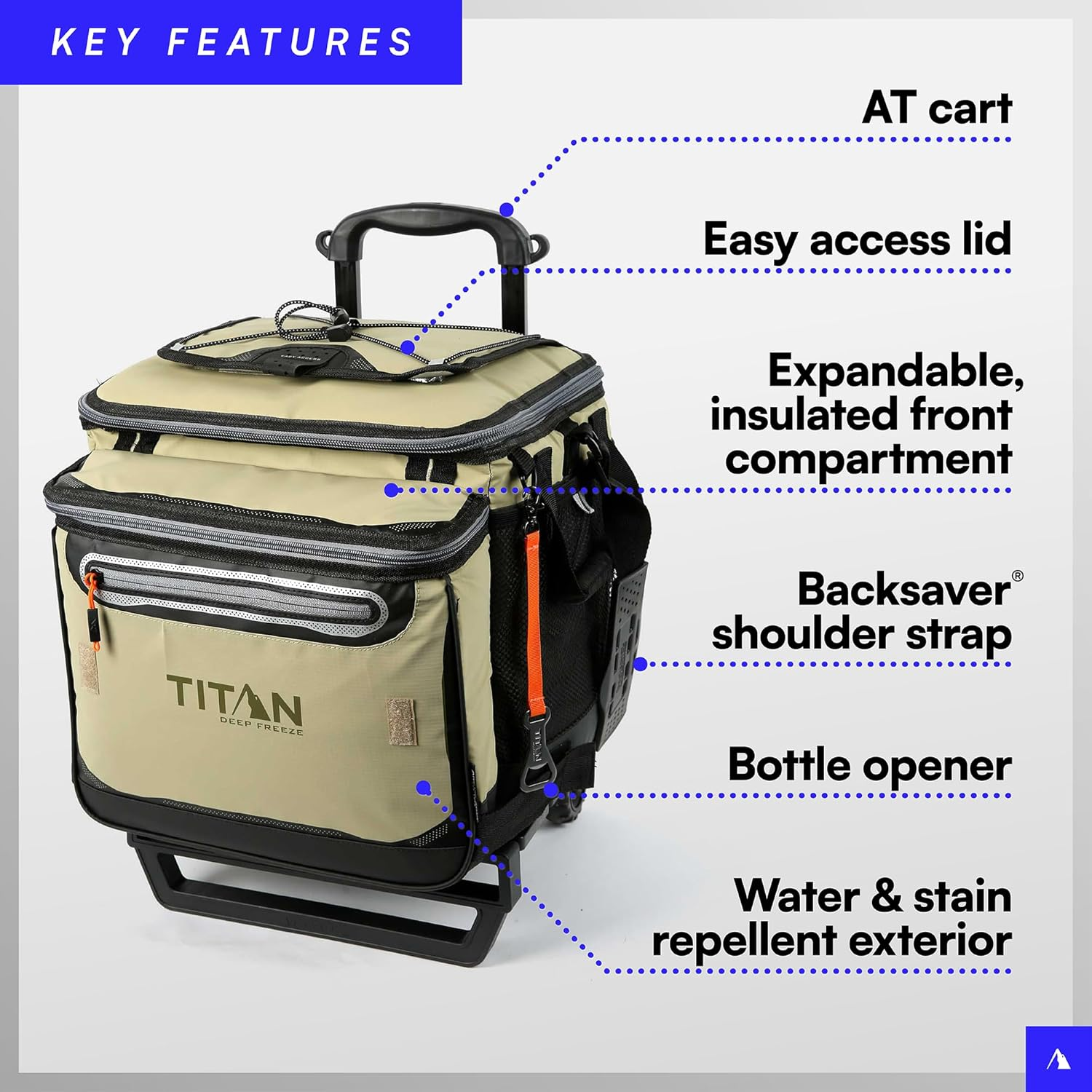 Arctic Zone Titan Deep Freeze 60 (50+10) Can Collapsible Rolling Cooler with Wheels and All-Terrain Cart image number 3