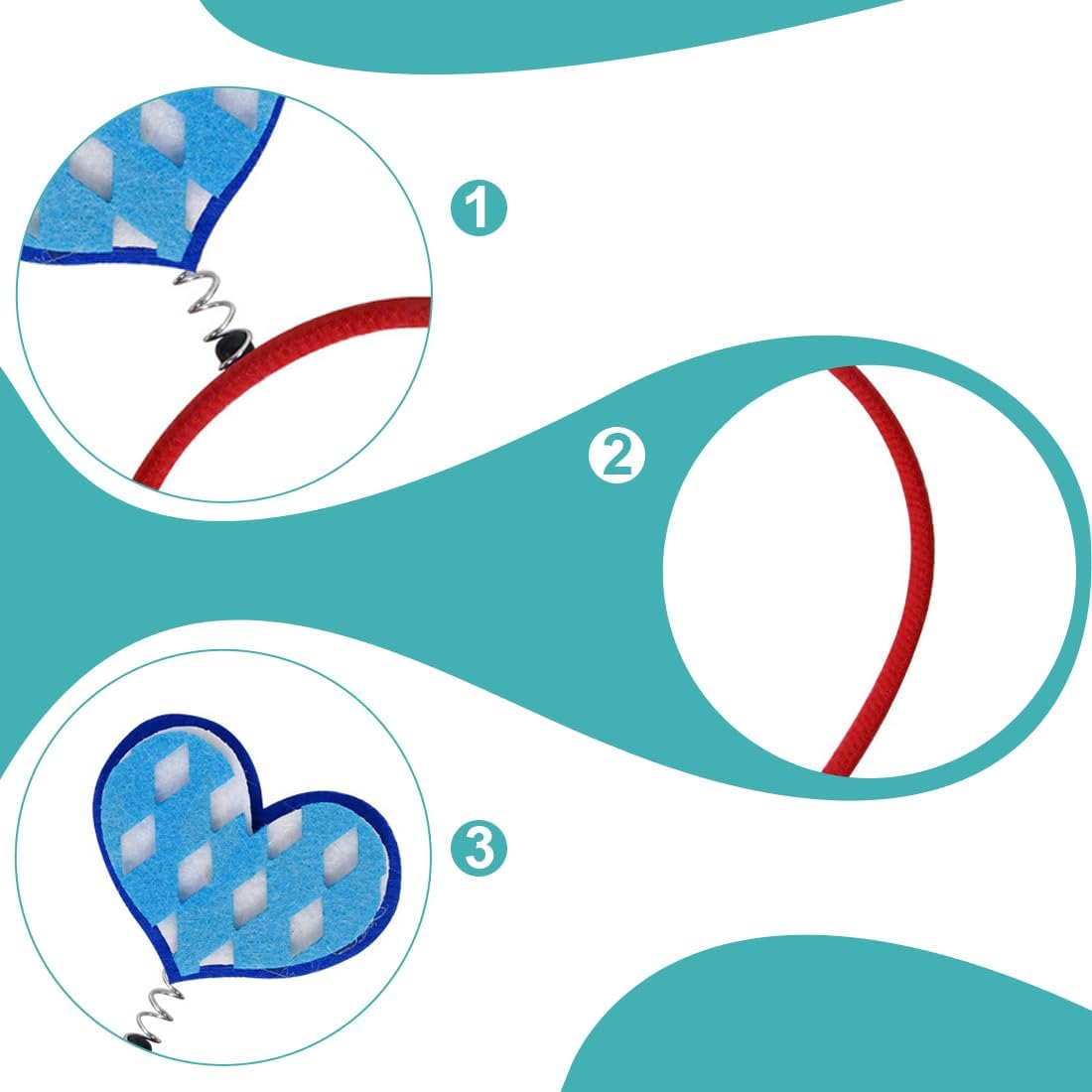 WUSJCOF Set of 2 Oktoberfest Headbands, Creative Bavarian Hair Accessories, Beer Headband, Pretzel Headpiece, Heart for Women, Party Decoration, Theme Party image number 2