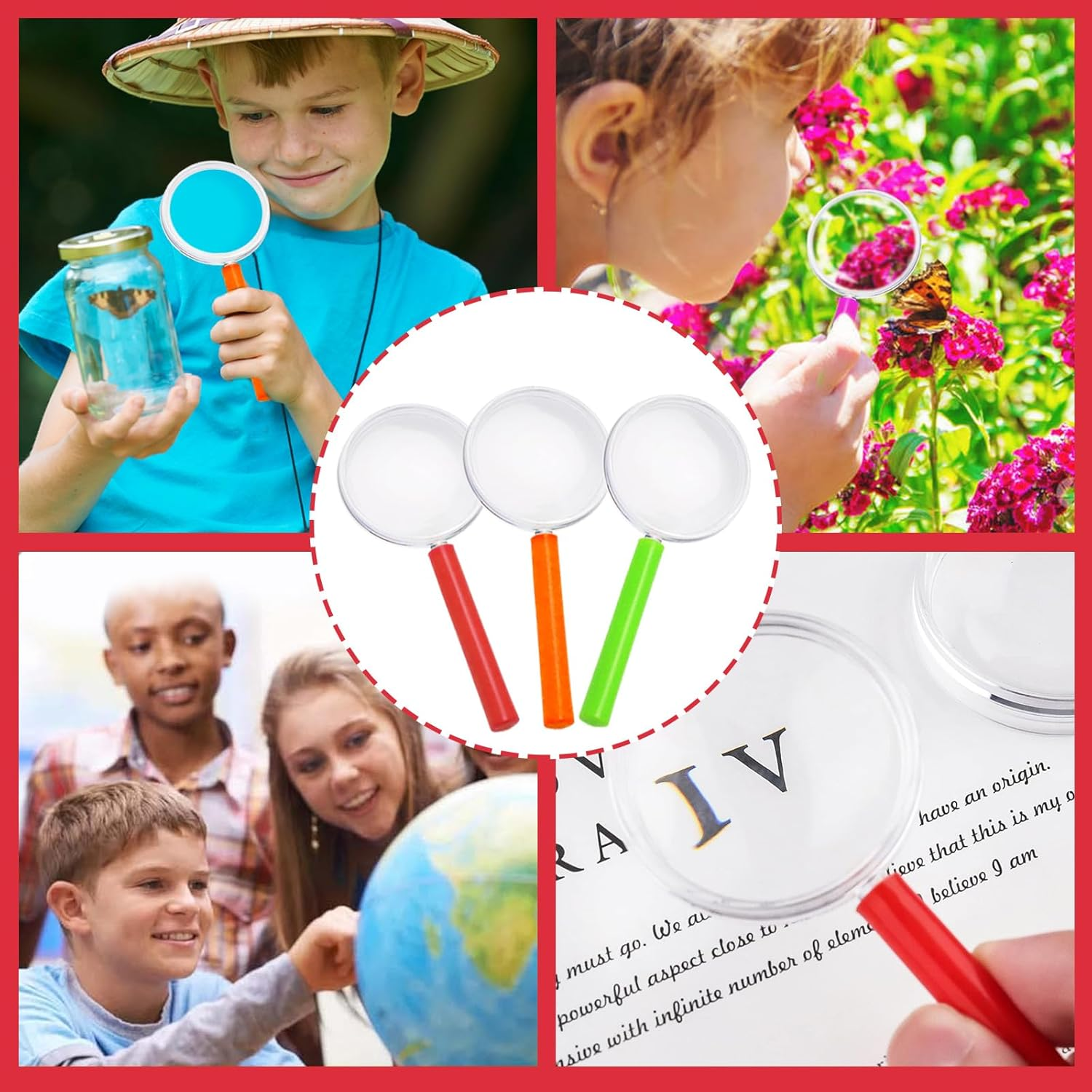 24 Handheld Magnifiers, 40Mm 3-5X Plastic Reading Magnifiers for Students, Outdoor Explorers, Scientific Observation, Etc. (Color) image number 6