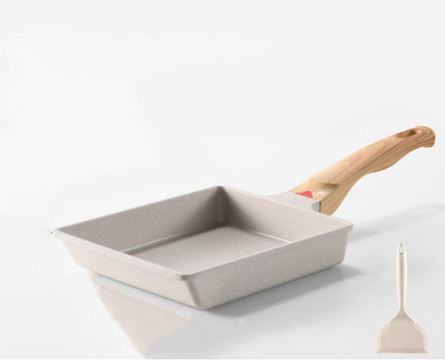 Square Japanese Omelette Pan, Non-Stick Egg Roll Pan with Silicone Brush, Rectangle Frying Pan Wood Handle, Steak Frying Pan, Maifanshi Flat Bottomed Pan image number 1