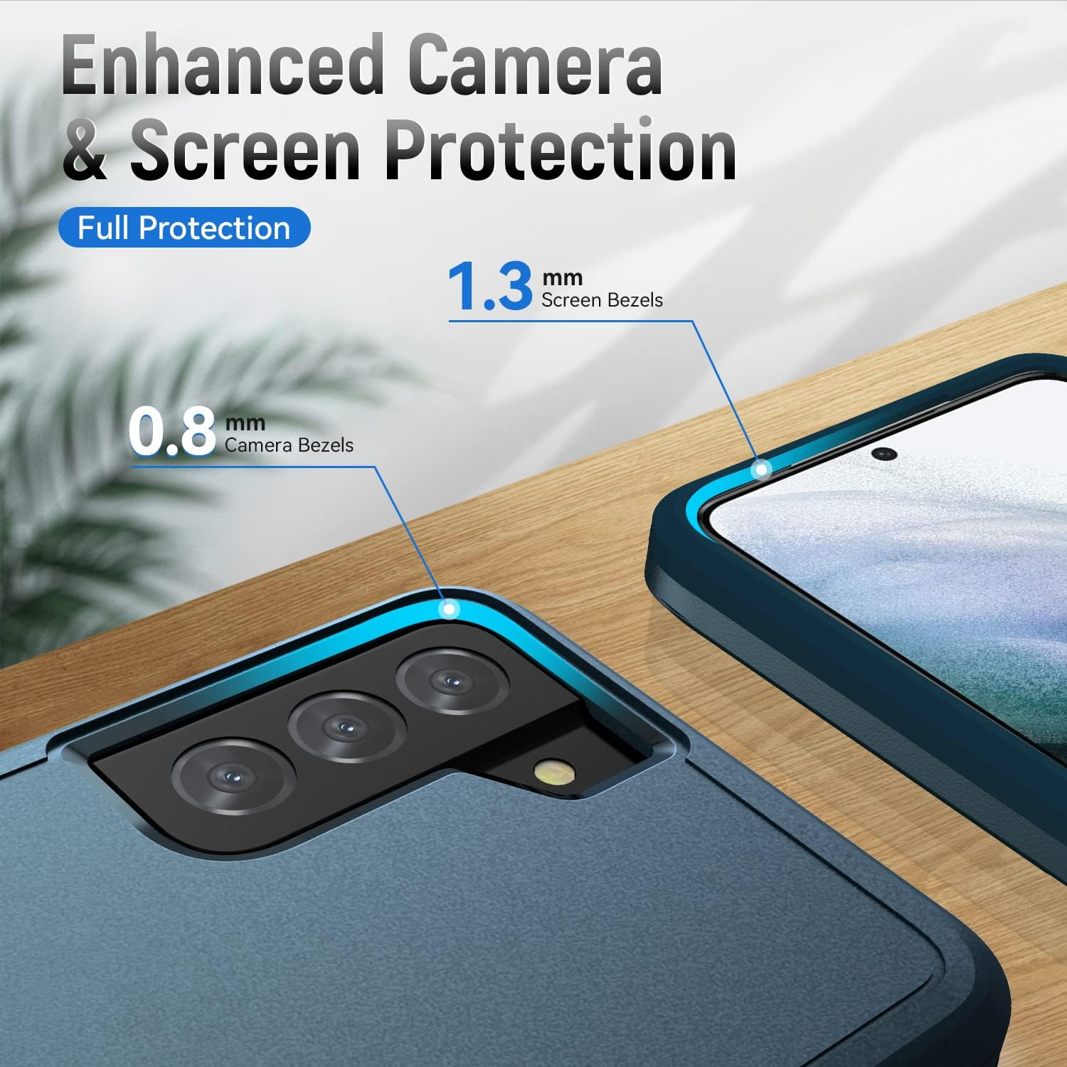 Asuwish Phone Case for Samsung Galaxy S21 5G 6.2 Inch with Tempered Glass Screen Protector Cover and Slim Thin Hybrid Full Body Protective Dual Layer Back Cell Accessories S 21 21S G5 Women Men Blue - Blue image number 3