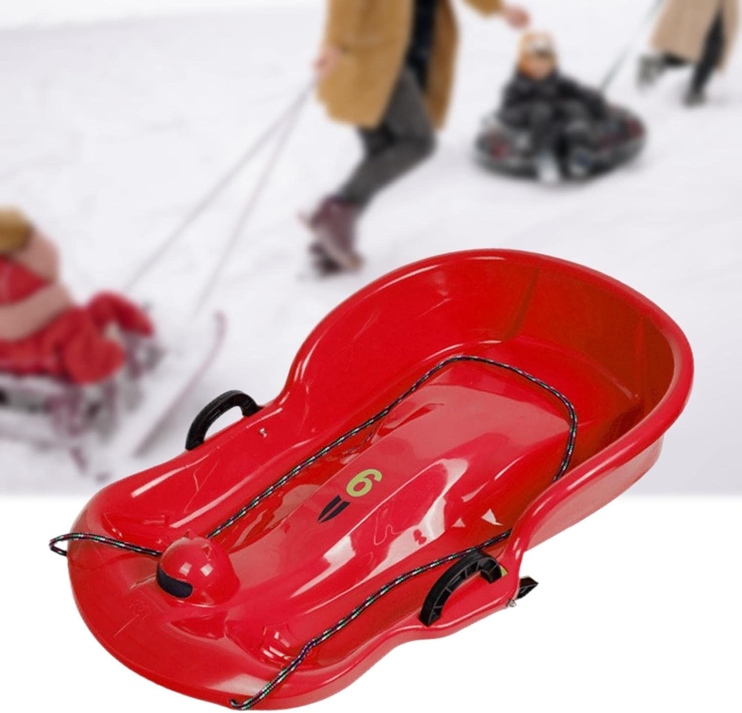 Portable Winter Snow Sled Sledding Sleigh Toboggan Kids Sledge for Yard Backyard image number 3