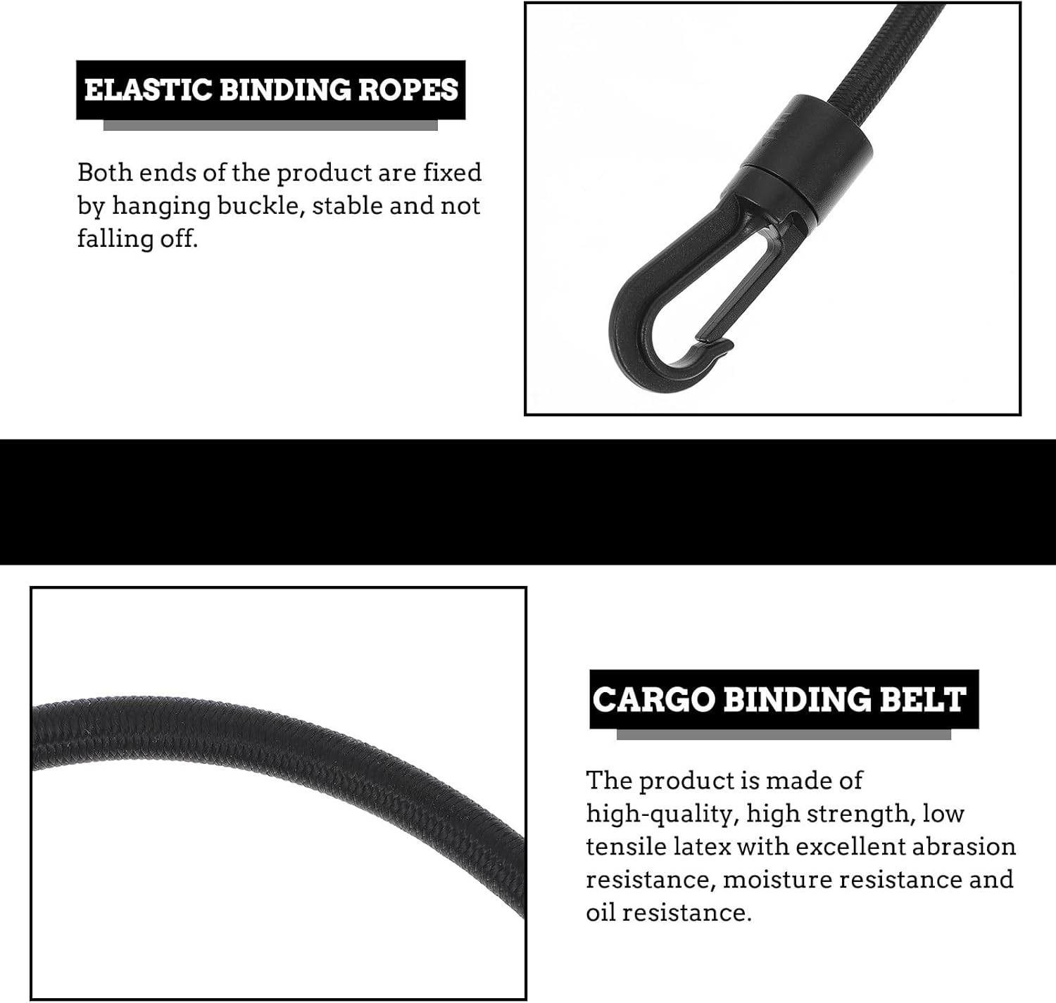 ZUNOXAZ 4 Pcs Elastic Bungee Lashing Straps with Hooks for Luggage Cargo Fastening, Adjustable Rubber Binding Belts for Travel and Camping Gear image number 4