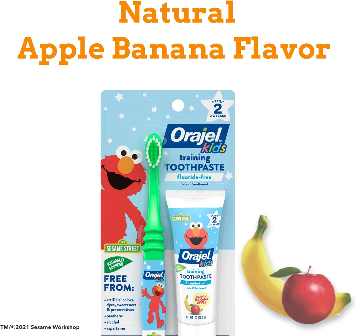 Orajel Baby Elmo Tooth and Gum Cleanser with Toothbrush, Apple Banana, 1.0 Oz image number 2