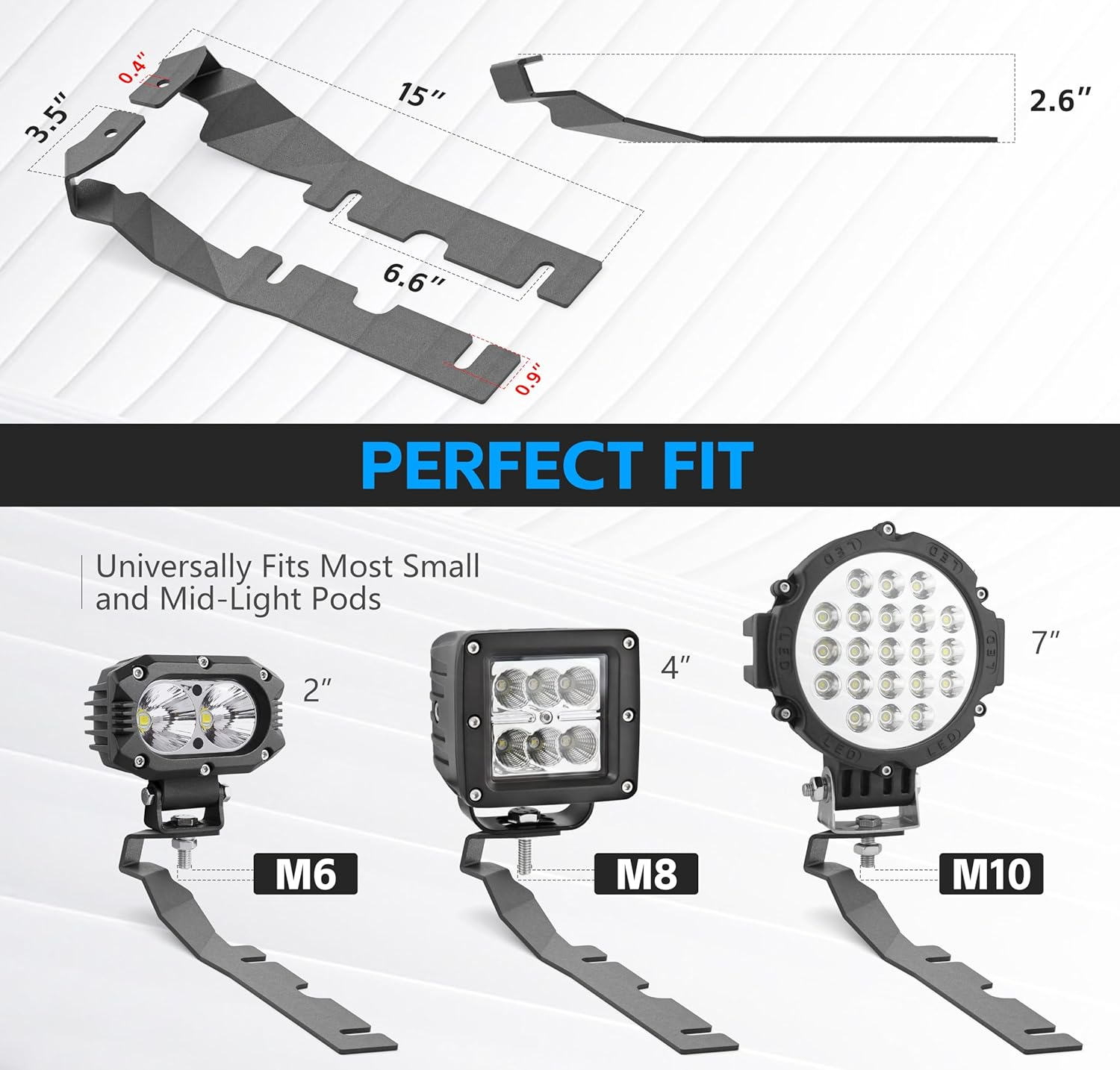 Ditch Light Brackets Hood Hinges Mount Bracket for Auxiliary Offroad LED Pod Work Lighting Compatible with 2009-2018 Dodge RAM 1500, 2019-2024 RAM1500 Classic, 2010-2018 RAM 2500 3500 (Black) image number 1