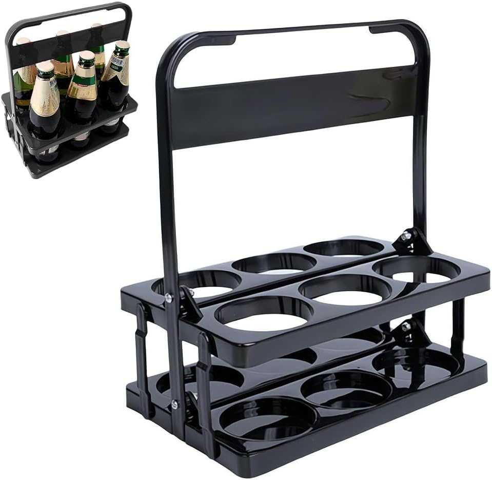 Folding Wine & Drink Carrier with Handle &ndash; Portable 6 Bottle Holder, Collapsible Rack for Beer, Wine, Coffee & Beverages &ndash; Reusable Drink Caddy for Picnic, BBQ, Catering & Kitchen Storage image number 5