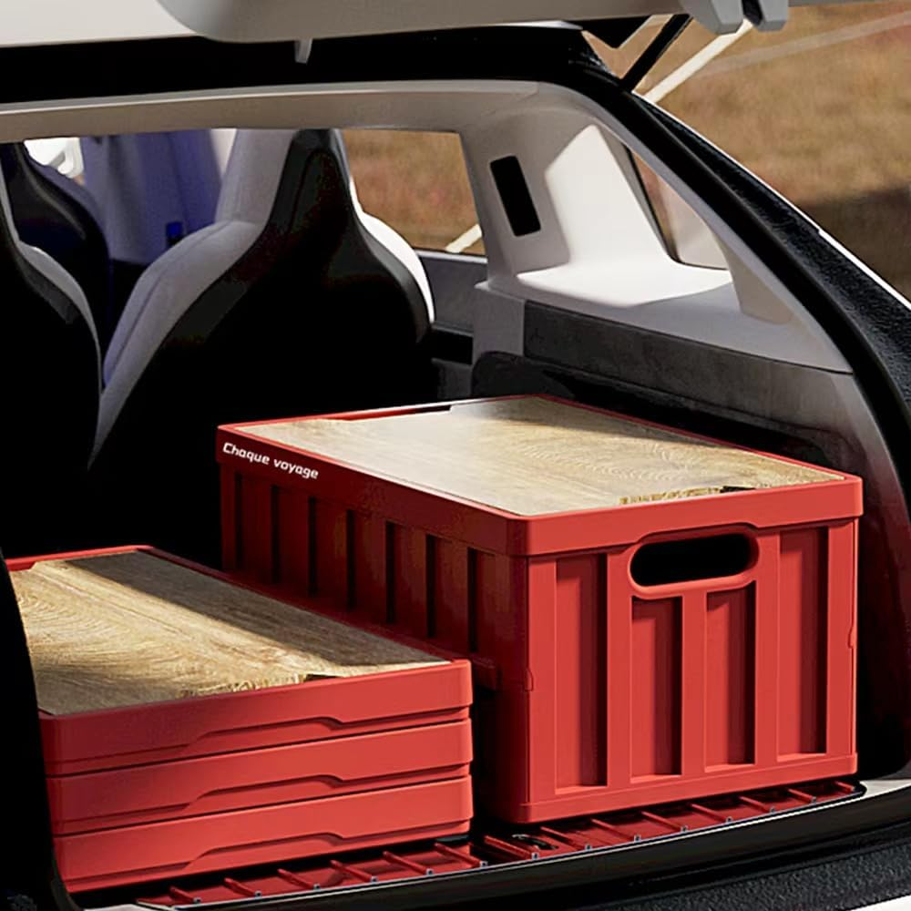 Storage Bins Camping Foldable Automobile Storage Box (20L) 3-In-1 Foldable Camping Box - Collapsible Storage + Seat + Side Table, Multifunctional for Camping, Hiking, Outdoor Activities image number 4