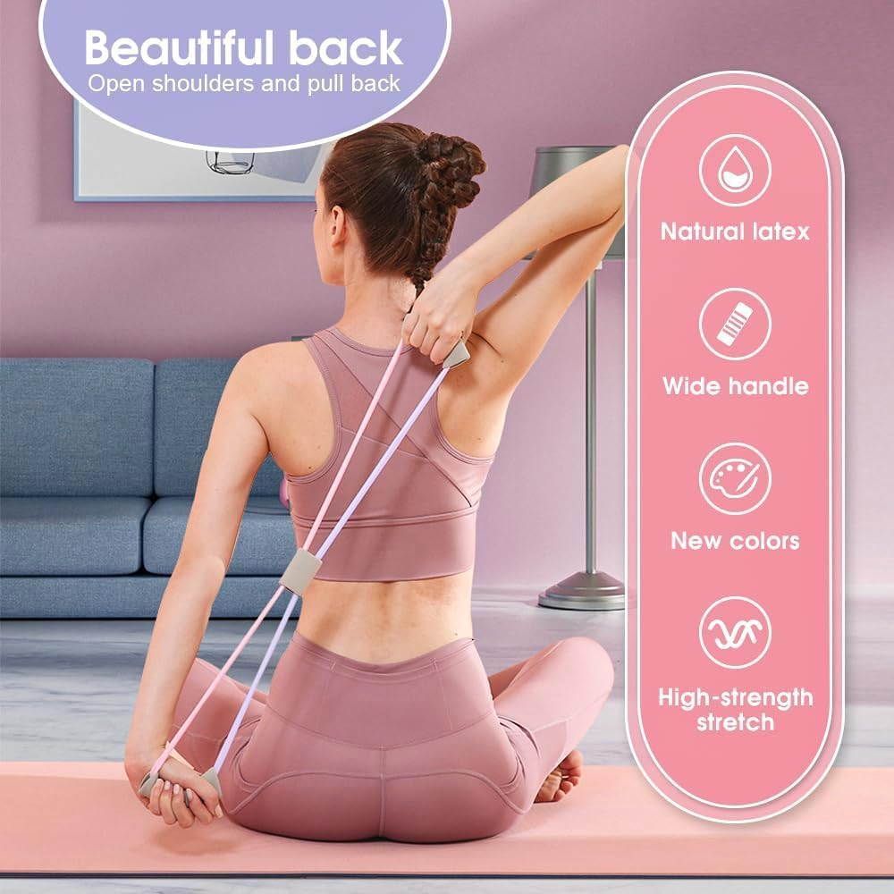 3 Pcs Figure 8 Resistance Bands,Yoga Resistance Band Stretch Fitness Band, Training Elastic Ropes for Chest Arm Back Shoulder, Exercise Equipment for Home Workout,Training,Yoga,Pilates